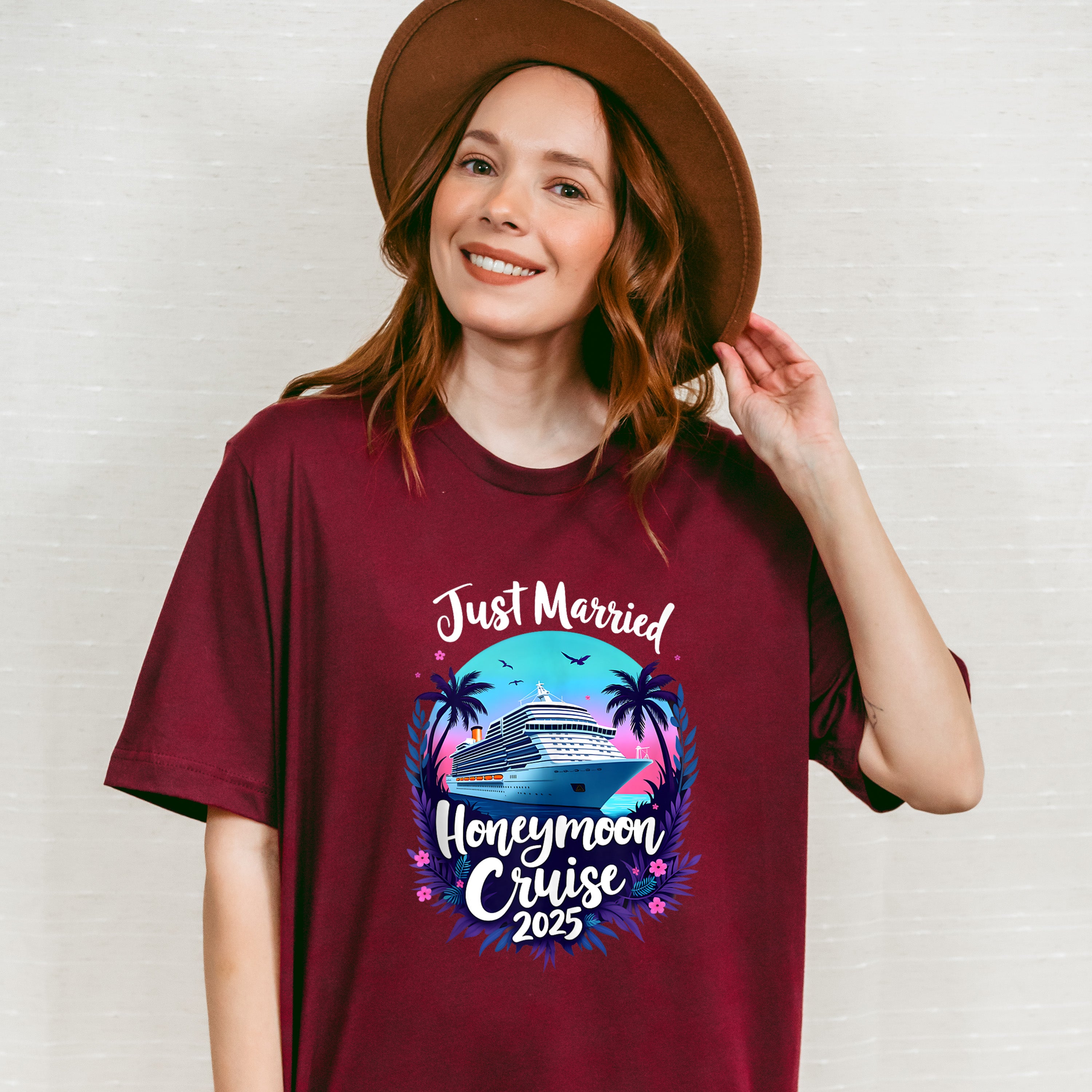 Just Married Honeymoon Cruise 2025 - Vacation Unisex Crewneck T-Shirt Sweatshirt Hoodie
