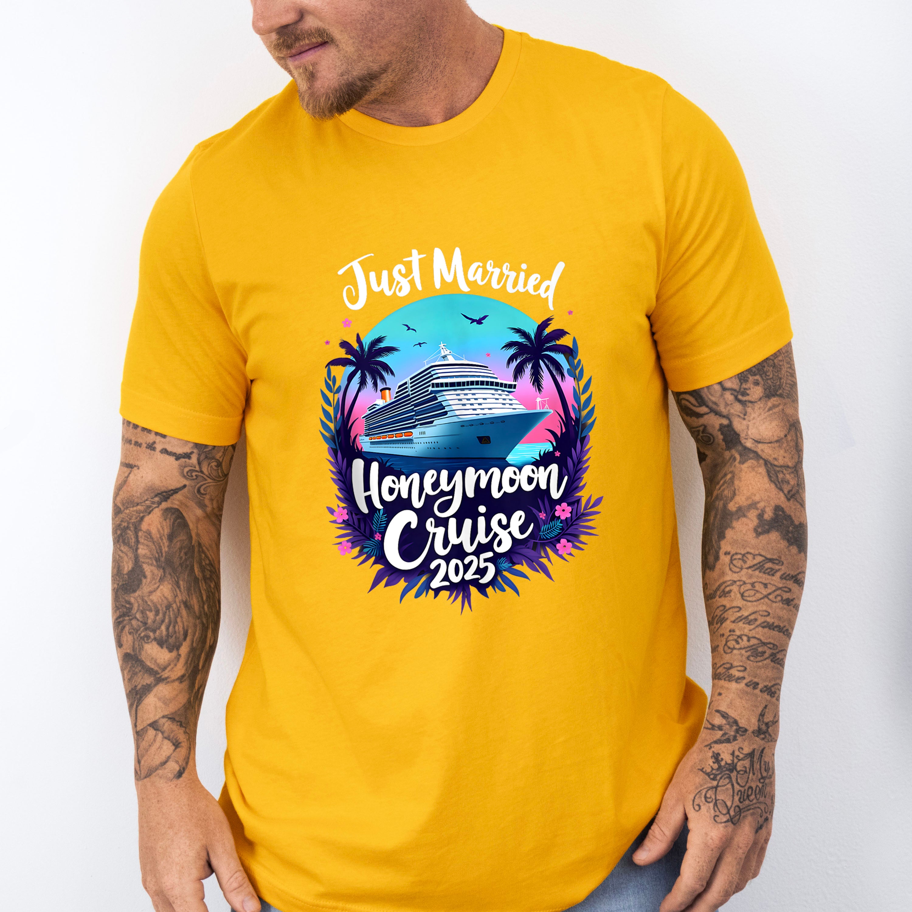 Just Married Honeymoon Cruise 2025 - Vacation Unisex Crewneck T-Shirt Sweatshirt Hoodie
