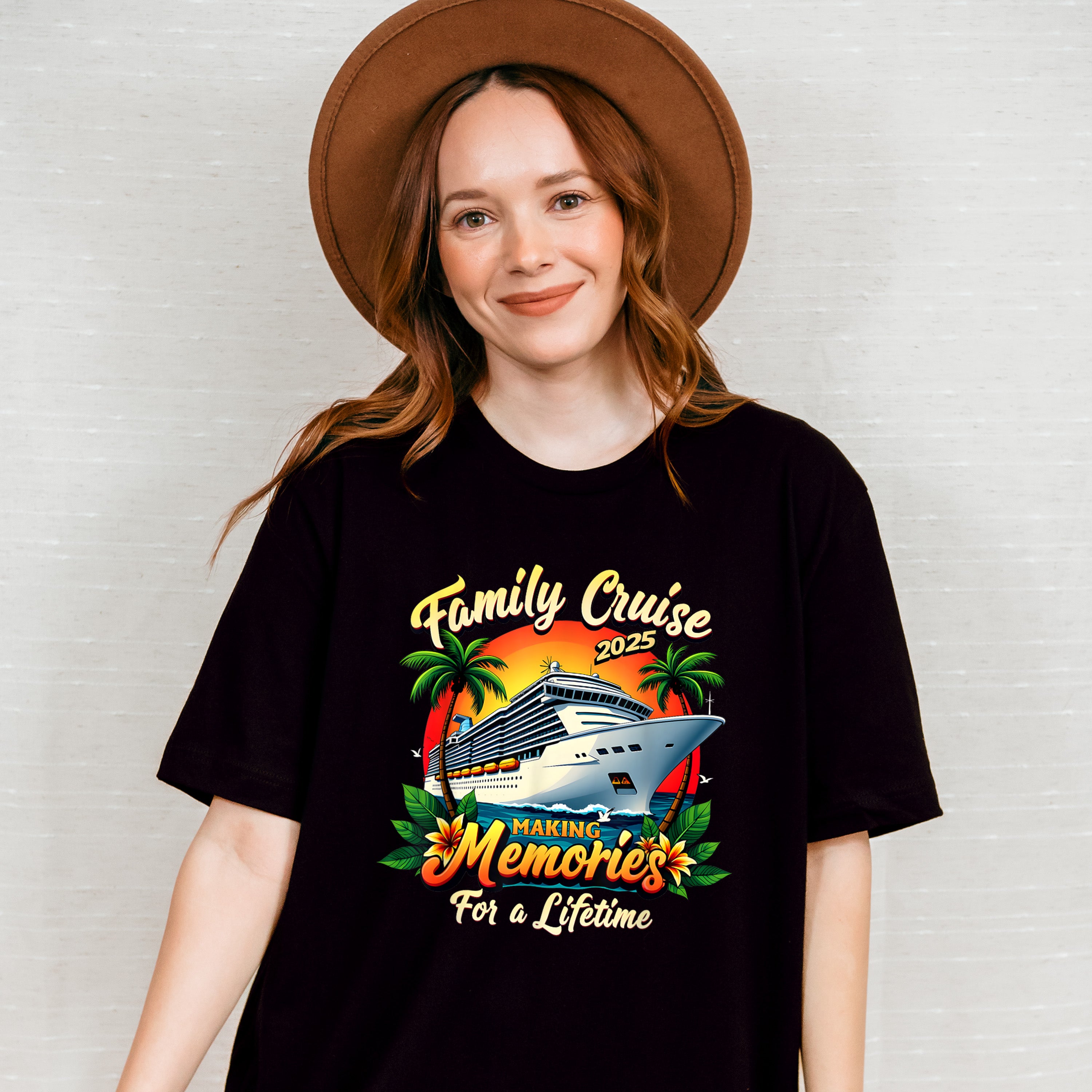 Family Cruise 2025 Making Memories Sunset Trees - Vacation Unisex Crewneck T-Shirt Sweatshirt Hoodie