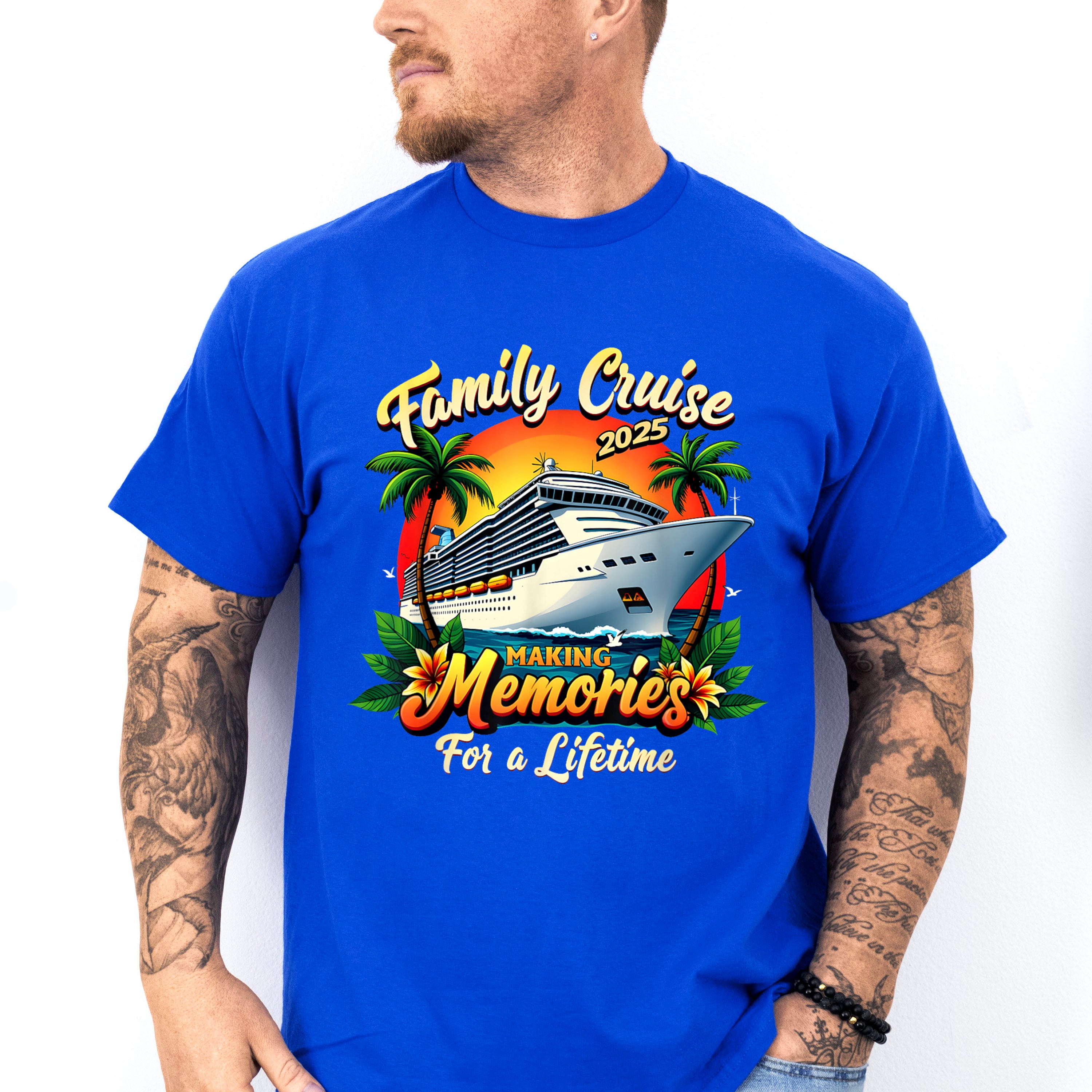 Family Cruise 2025 Making Memories Sunset Trees - Vacation Unisex Crewneck T-Shirt Sweatshirt Hoodie