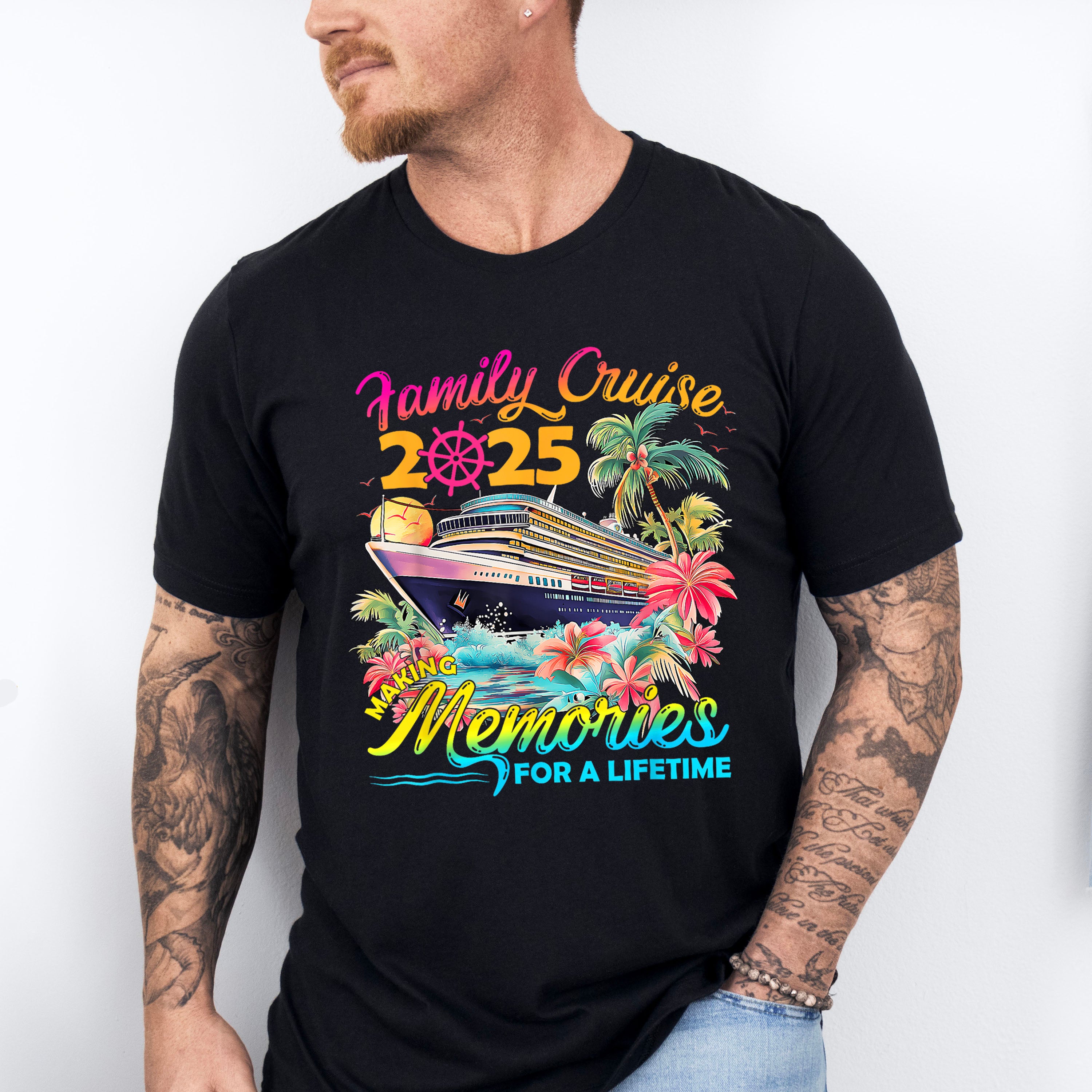 Family Cruise 2025 Making Memories Pink Trees - Vacation Unisex Crewneck T-Shirt Sweatshirt Hoodie