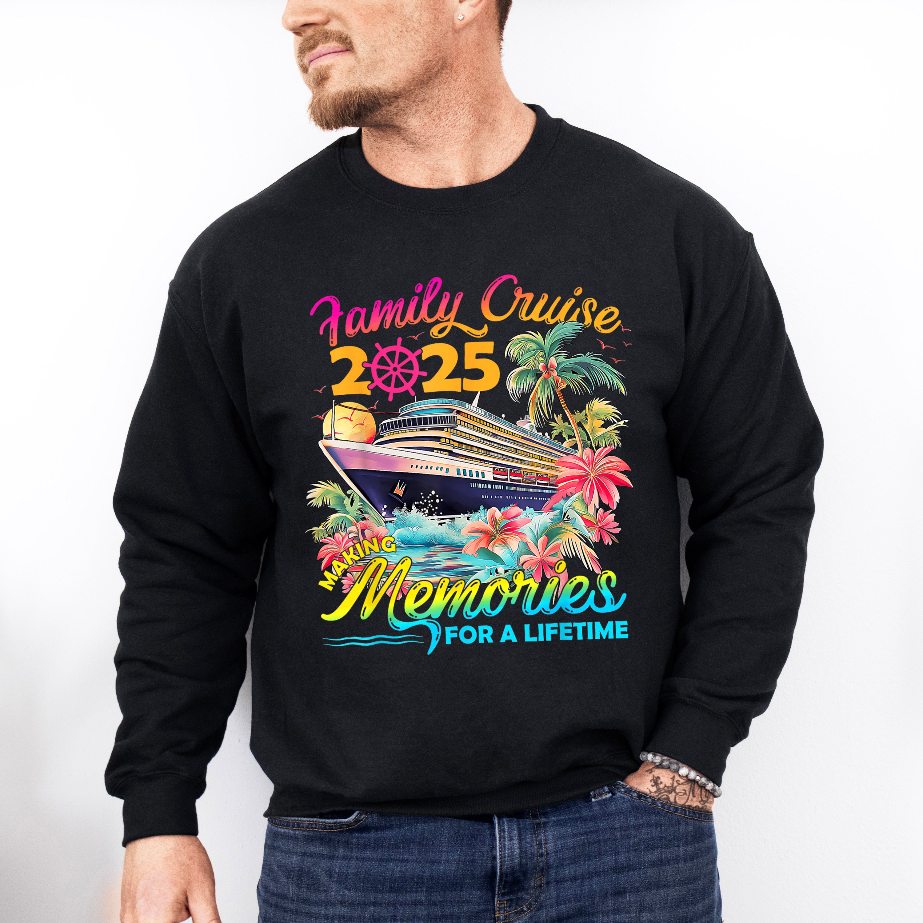 Family Cruise 2025 Making Memories Pink Trees - Vacation Unisex Crewneck T-Shirt Sweatshirt Hoodie