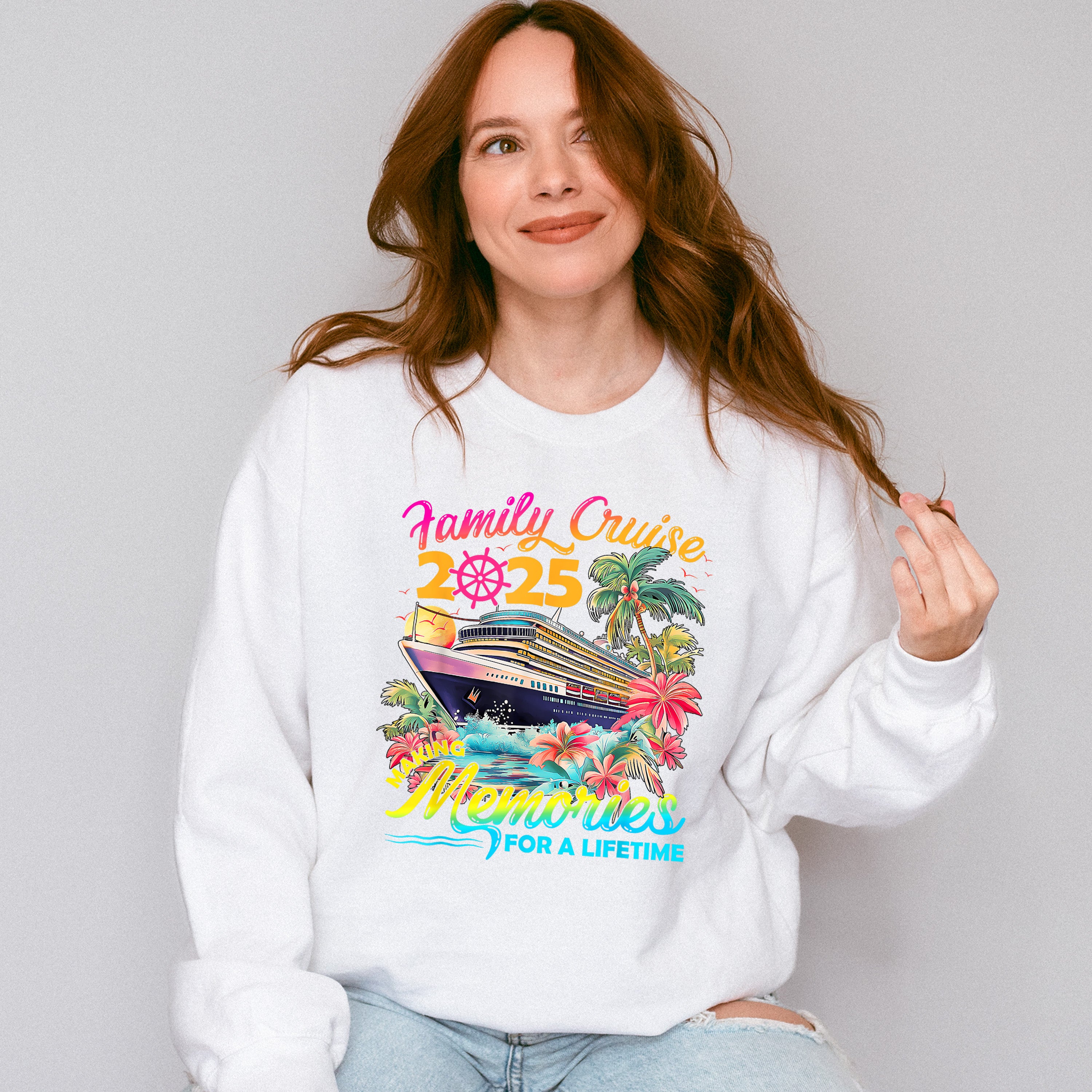 Family Cruise 2025 Making Memories Pink Trees - Vacation Unisex Crewneck T-Shirt Sweatshirt Hoodie