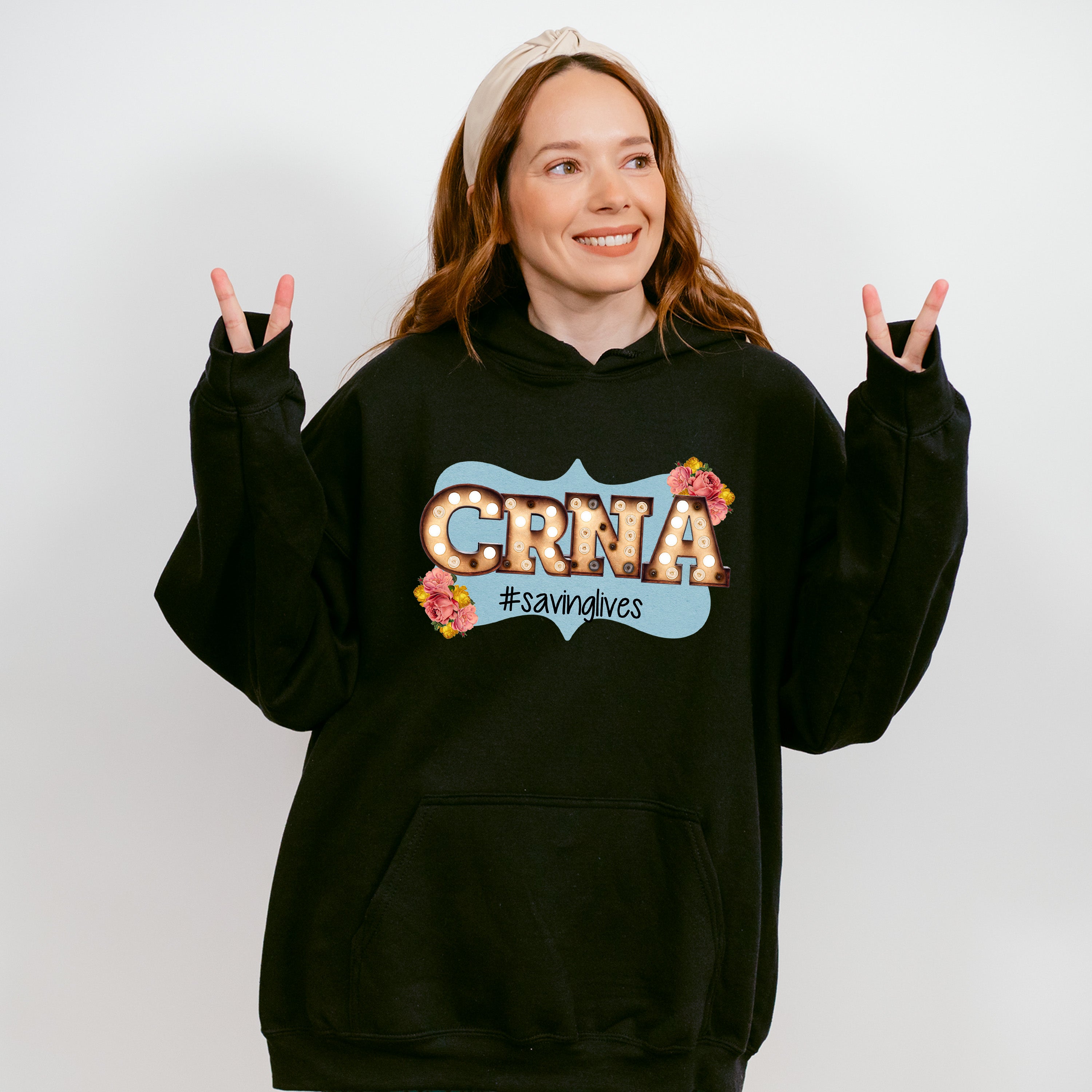 CRNA Saving Lives Floral Design - CRNA Unisex Crewneck T-Shirt Sweatshirt Hoodie