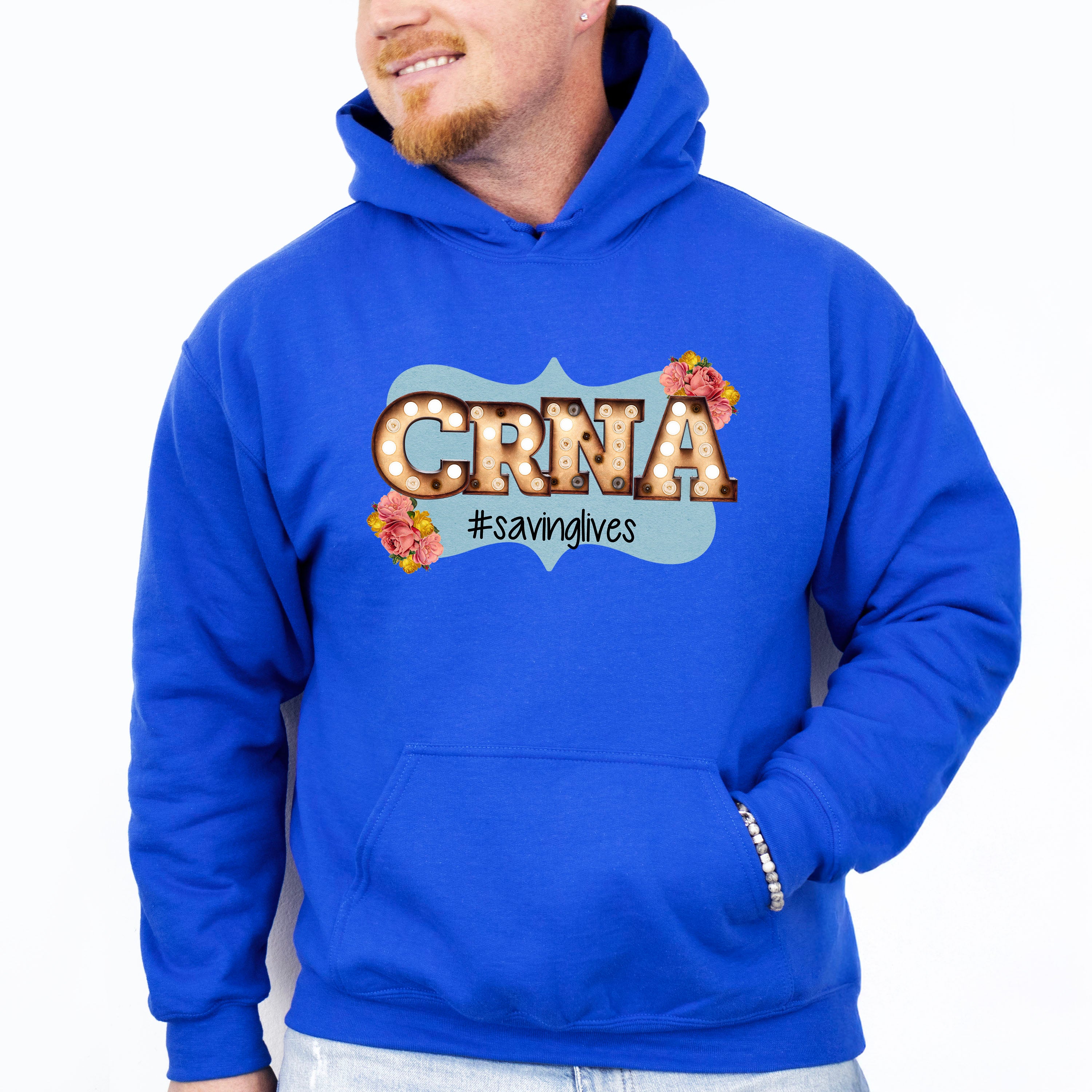 CRNA Saving Lives Floral Design - CRNA Unisex Crewneck T-Shirt Sweatshirt Hoodie