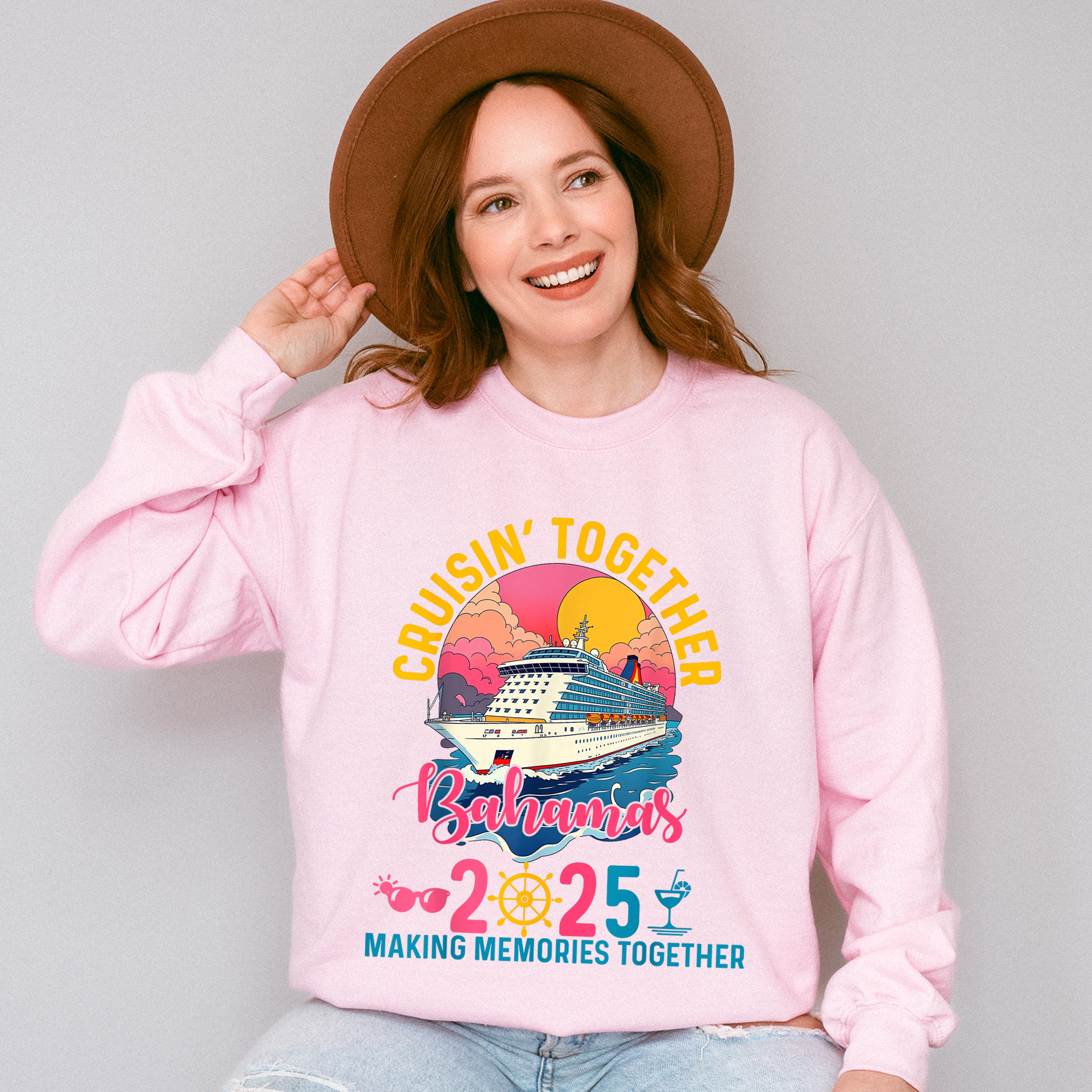 Cruisin' Together Bahamas 2025 Pink &amp; Blue - Vacation Unisex Crewneck T-Shirt Sweatshirt Hoodie