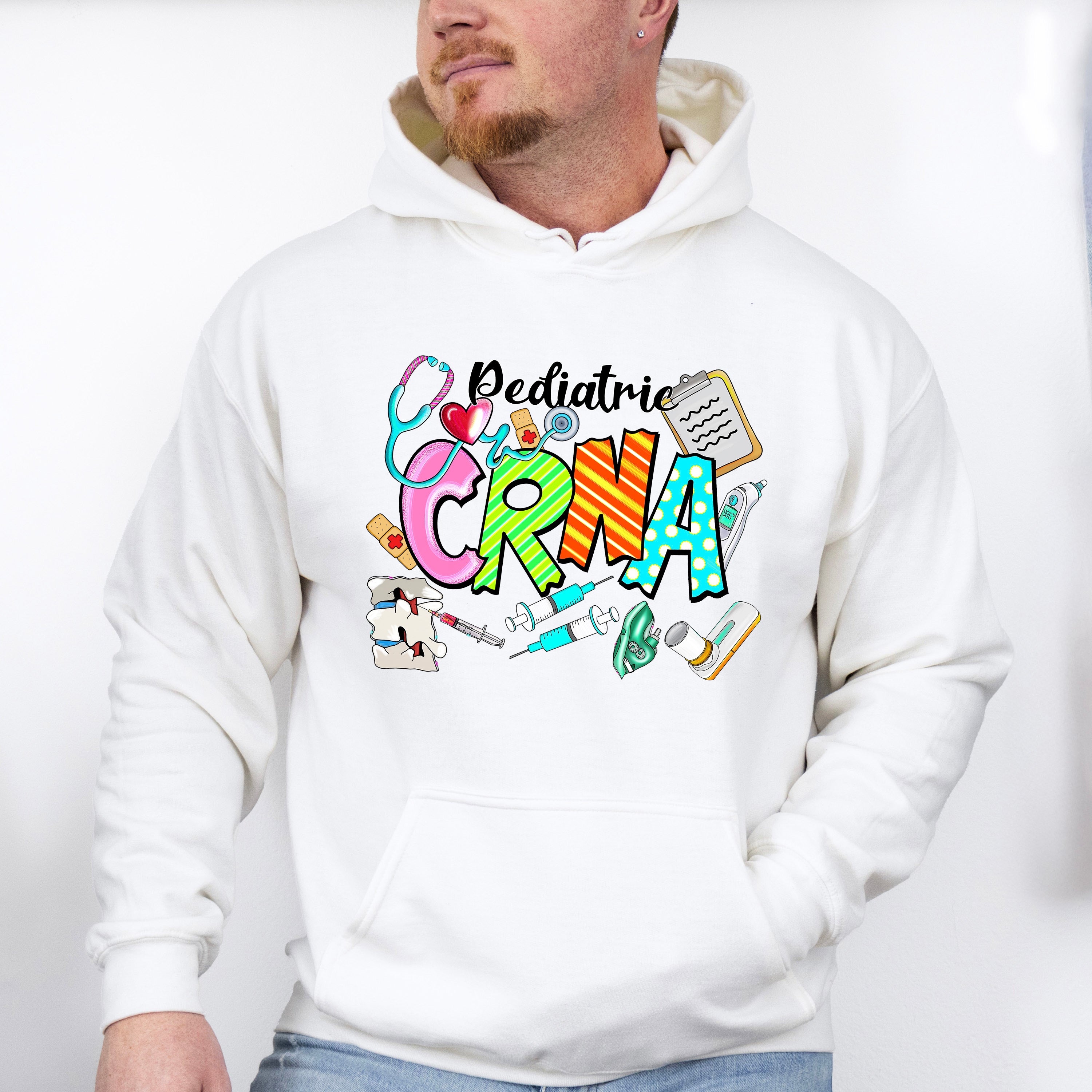 Pediatric CRNA Doodles Design - CRNA Unisex Crewneck T-Shirt Sweatshirt Hoodie