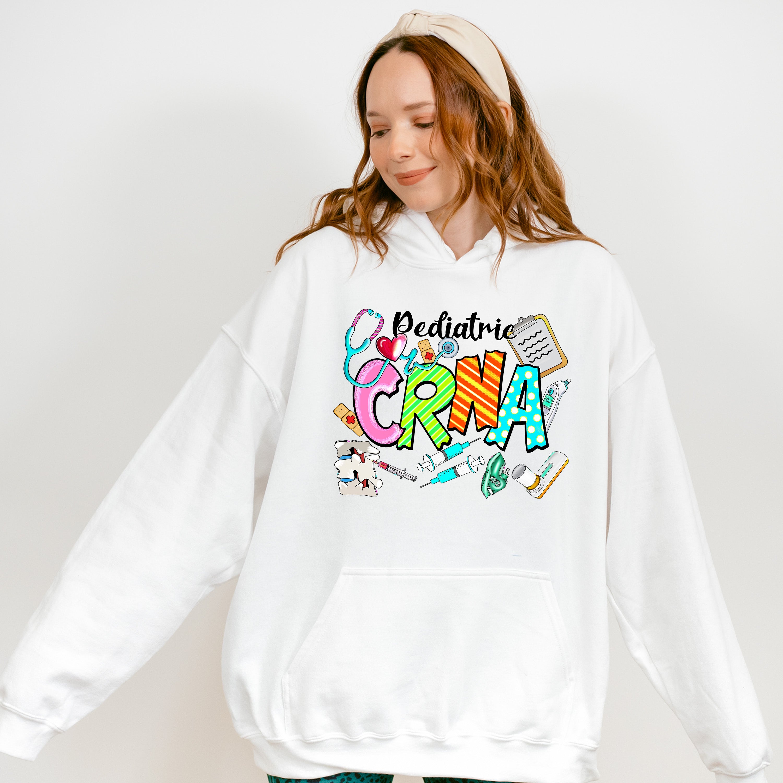 Pediatric CRNA Doodles Design - CRNA Unisex Crewneck T-Shirt Sweatshirt Hoodie