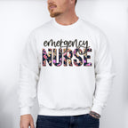 Emergency Nurse Floral Design - ER Nurse Unisex Crewneck T-Shirt Sweatshirt Hoodie