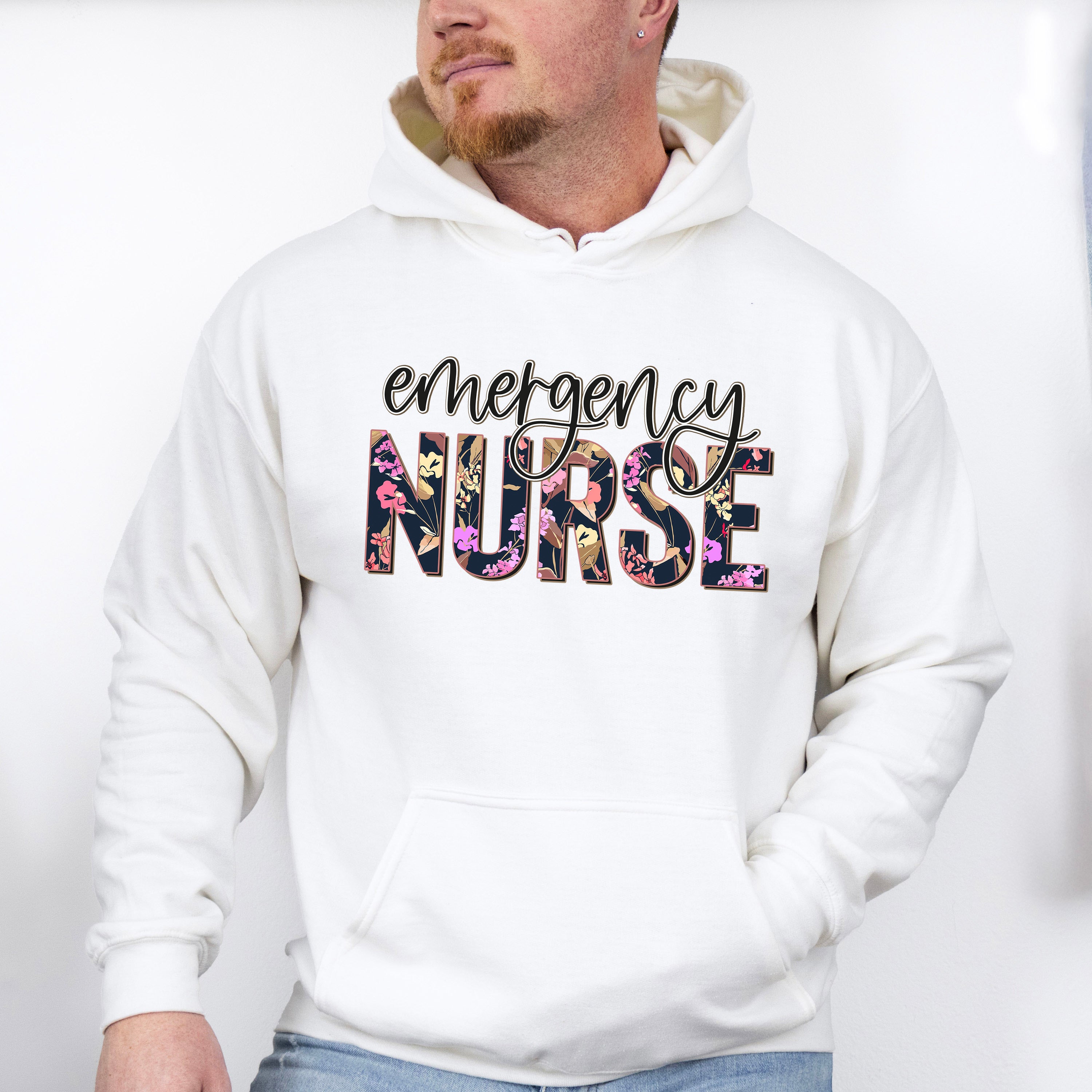 Emergency Nurse Floral Design - ER Nurse Unisex Crewneck T-Shirt Sweatshirt Hoodie