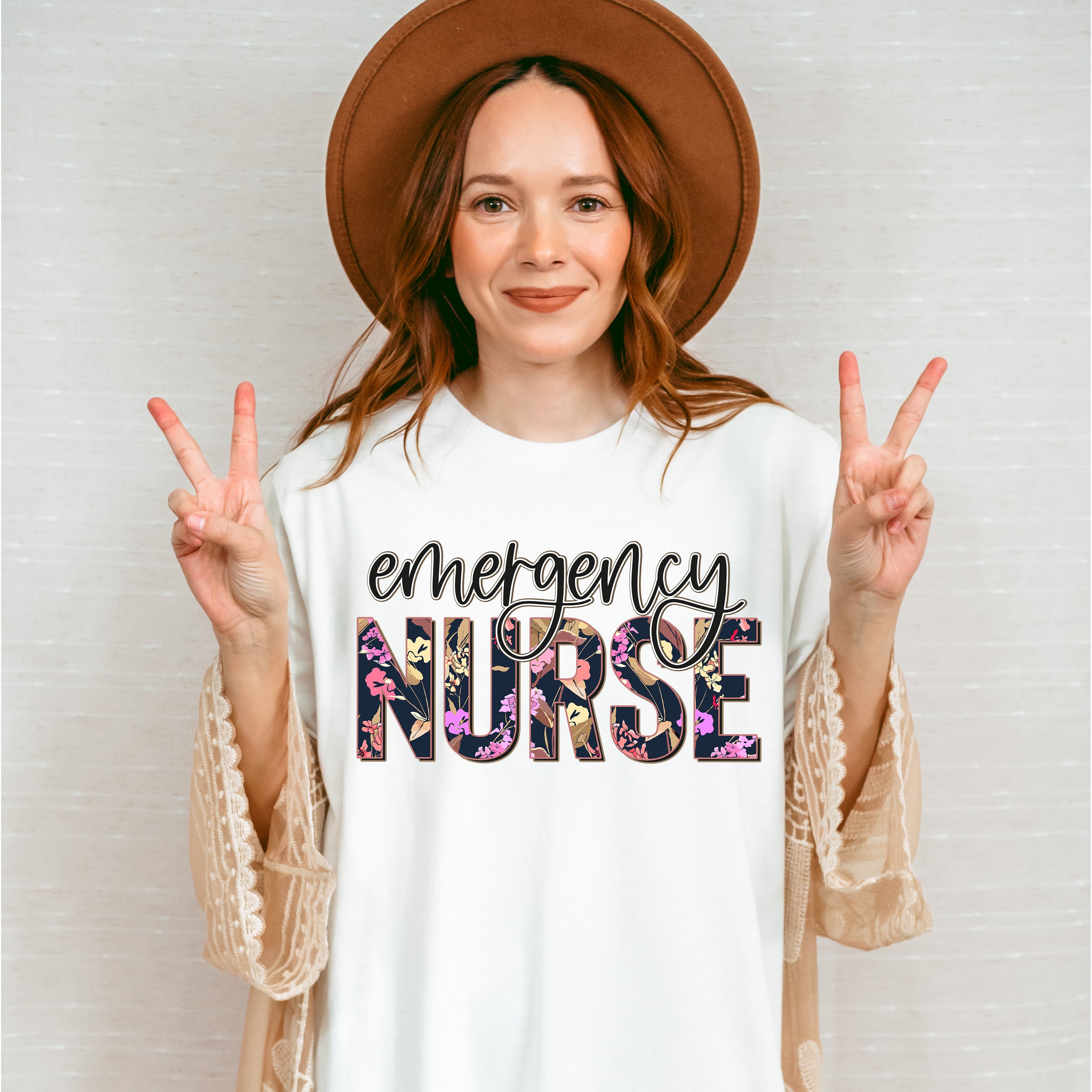 Emergency Nurse Floral Design - ER Nurse Unisex Crewneck T-Shirt Sweatshirt Hoodie