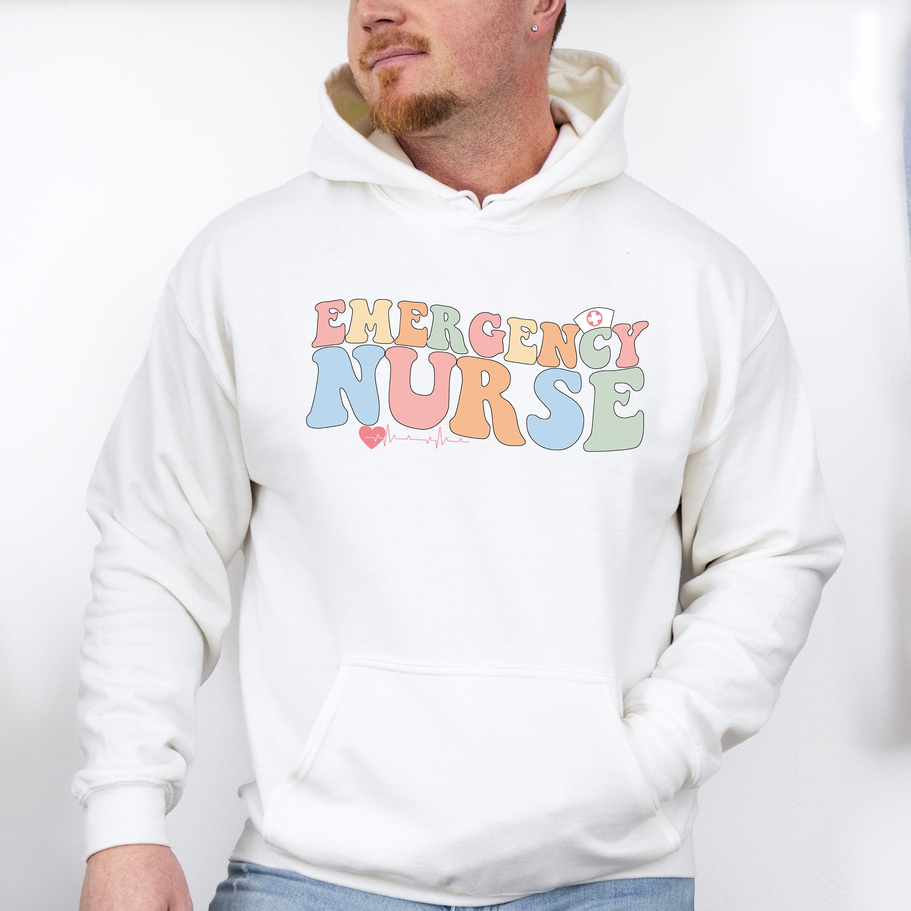 Emergency Nurse Heartbeat Design - ER Nurse Unisex Crewneck T-Shirt Sweatshirt Hoodie