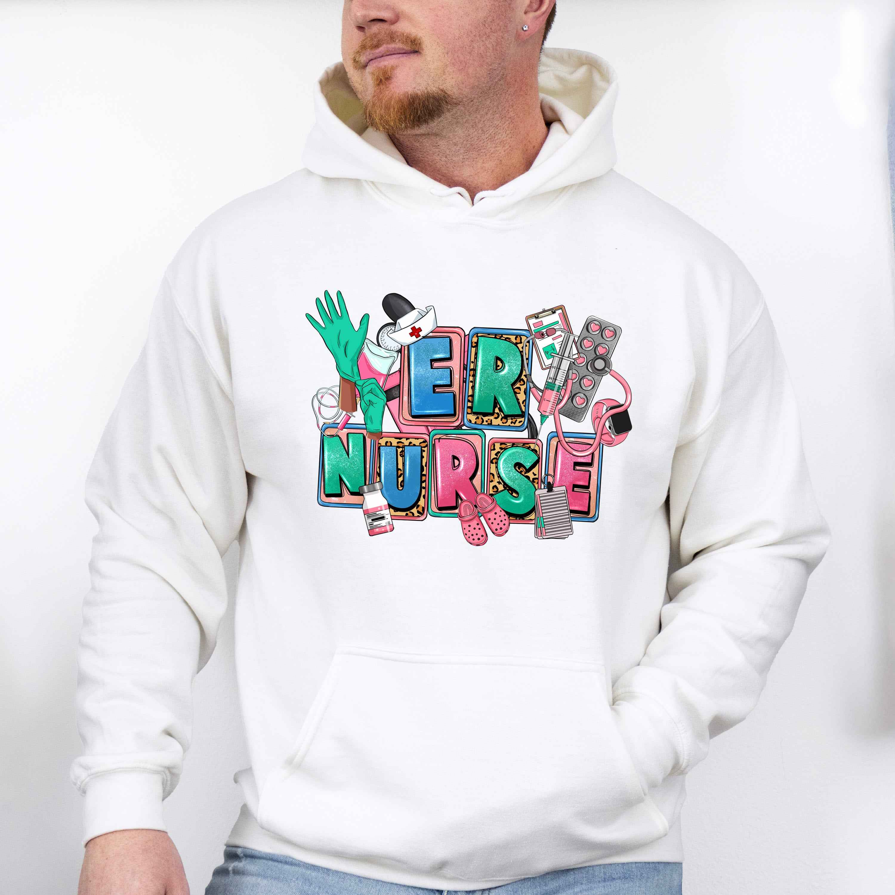 Er Nurse Gloves Pills Design - ER Nurse Unisex Crewneck T-Shirt Sweatshirt Hoodie