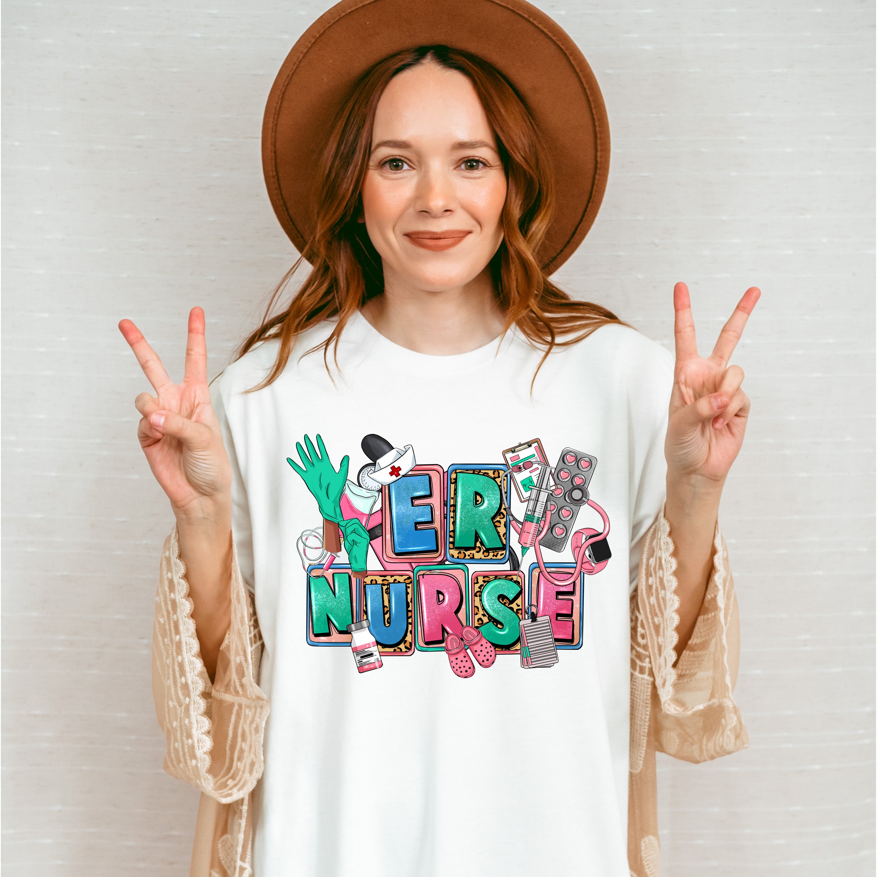 Er Nurse Gloves Pills Design - ER Nurse Unisex Crewneck T-Shirt Sweatshirt Hoodie