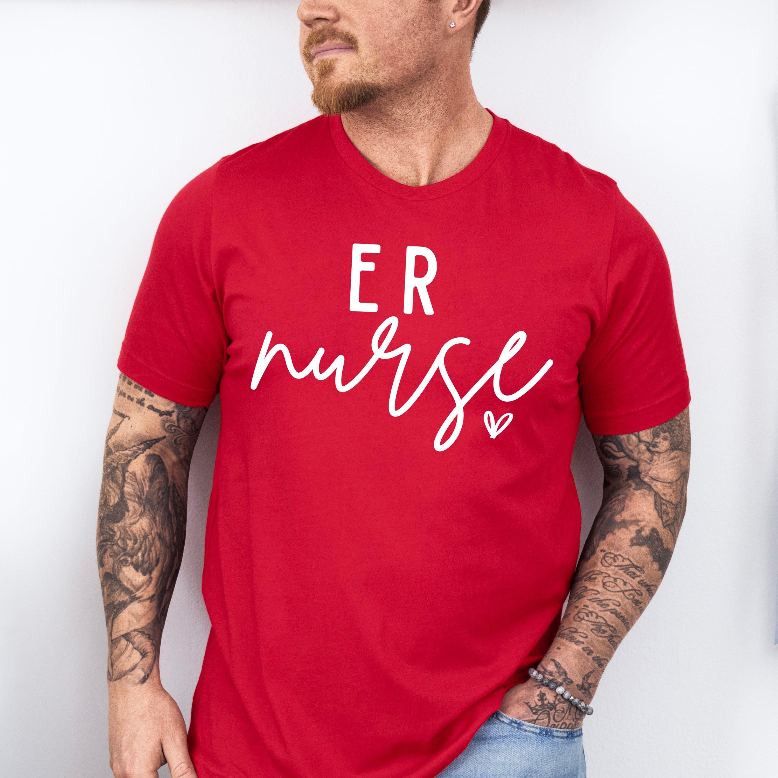 ER Nurse Cursive Design - ER Nurse Unisex Crewneck T-Shirt Sweatshirt Hoodie