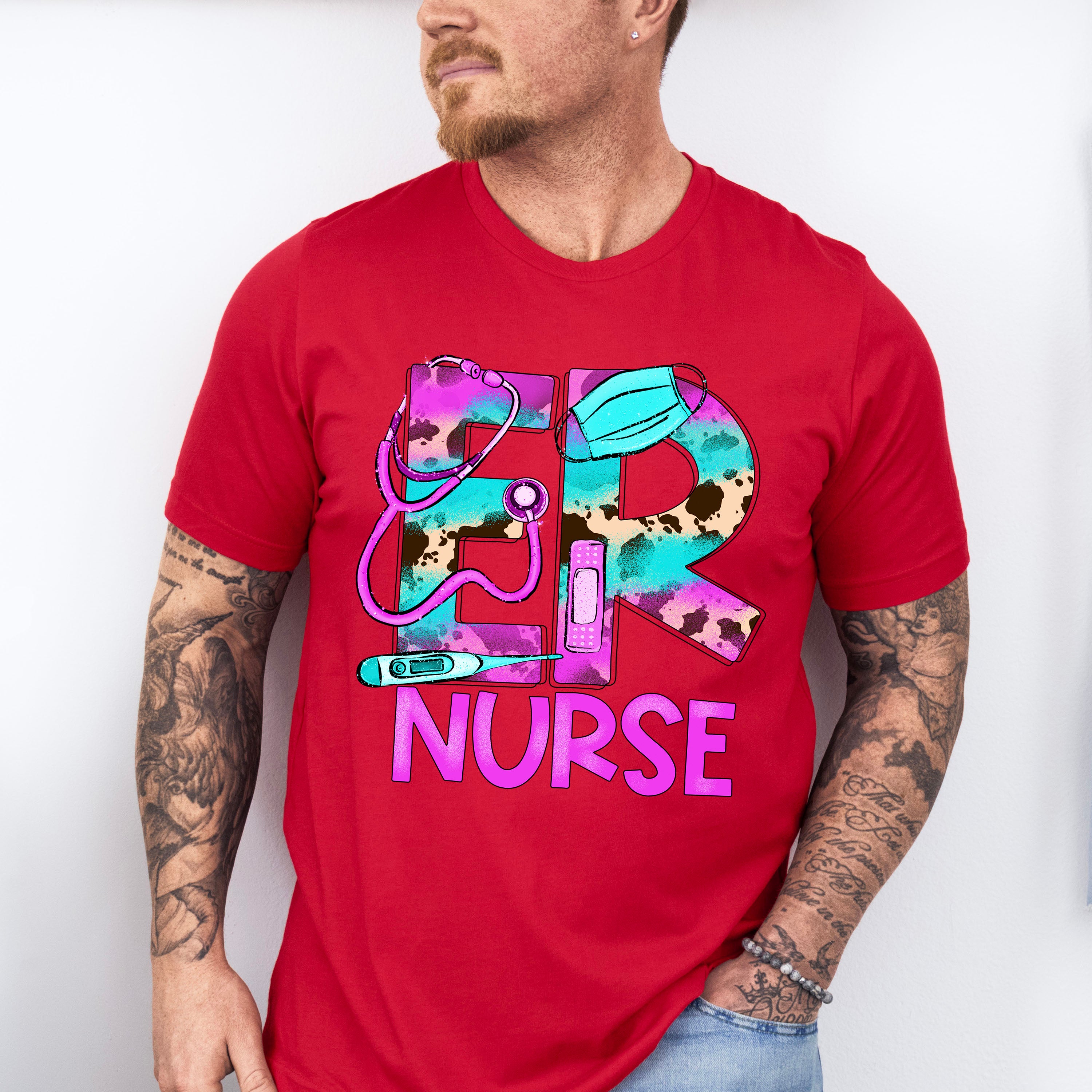 Er Nurse Purple Design - ER Nurse Unisex Crewneck T-Shirt Sweatshirt Hoodie