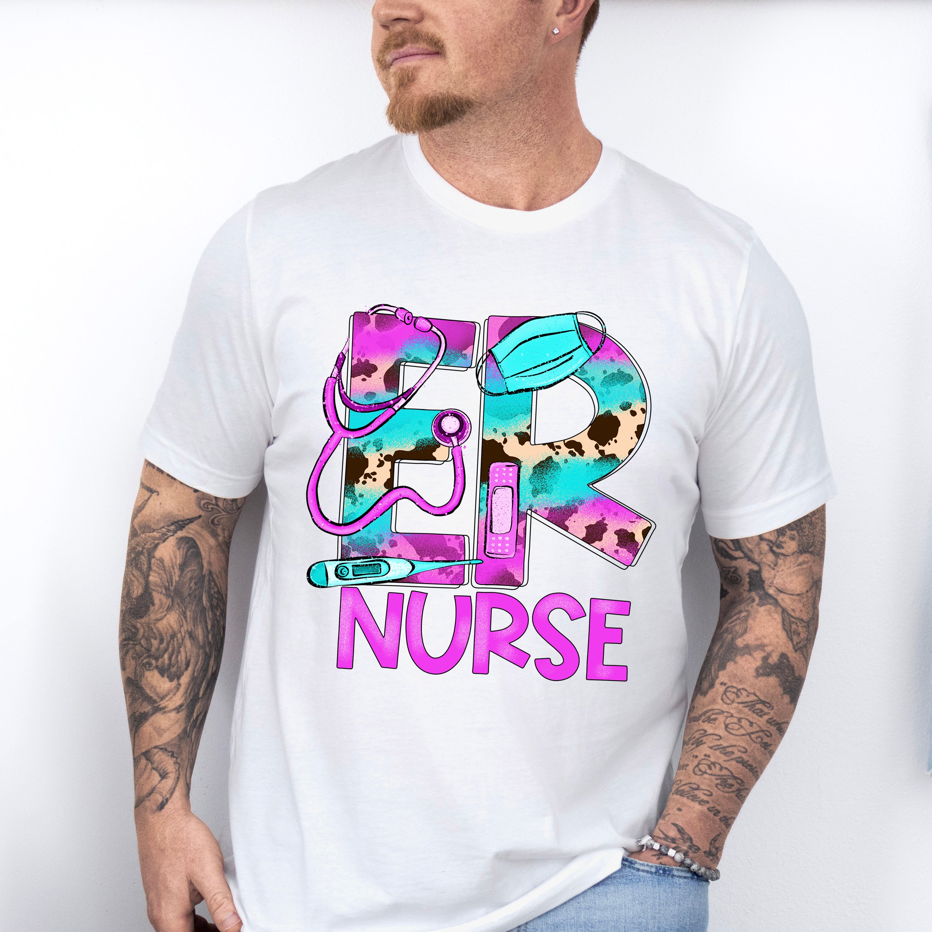 Er Nurse Purple Design - ER Nurse Unisex Crewneck T-Shirt Sweatshirt Hoodie