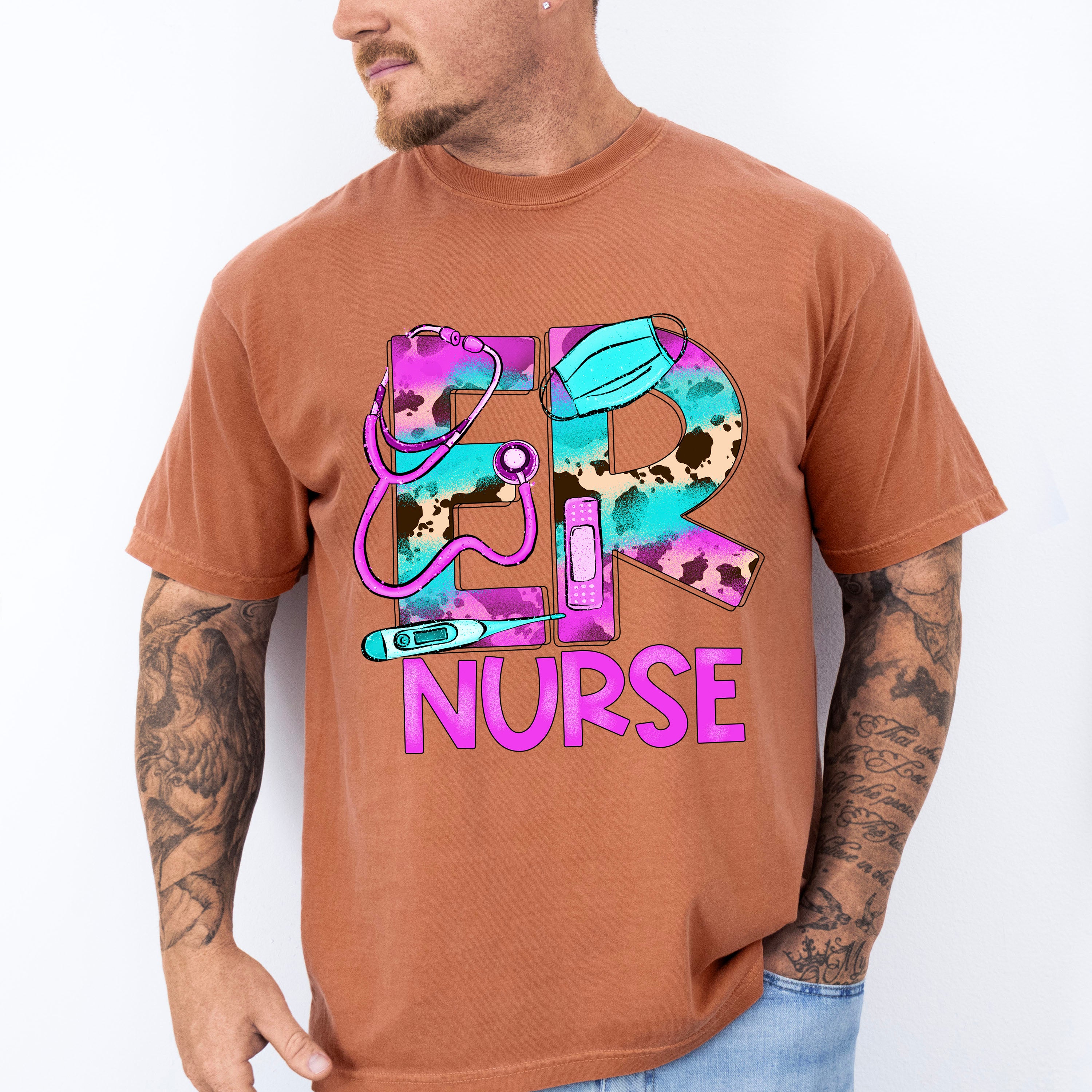 Er Nurse Purple Design - ER Nurse Unisex Crewneck T-Shirt Sweatshirt Hoodie