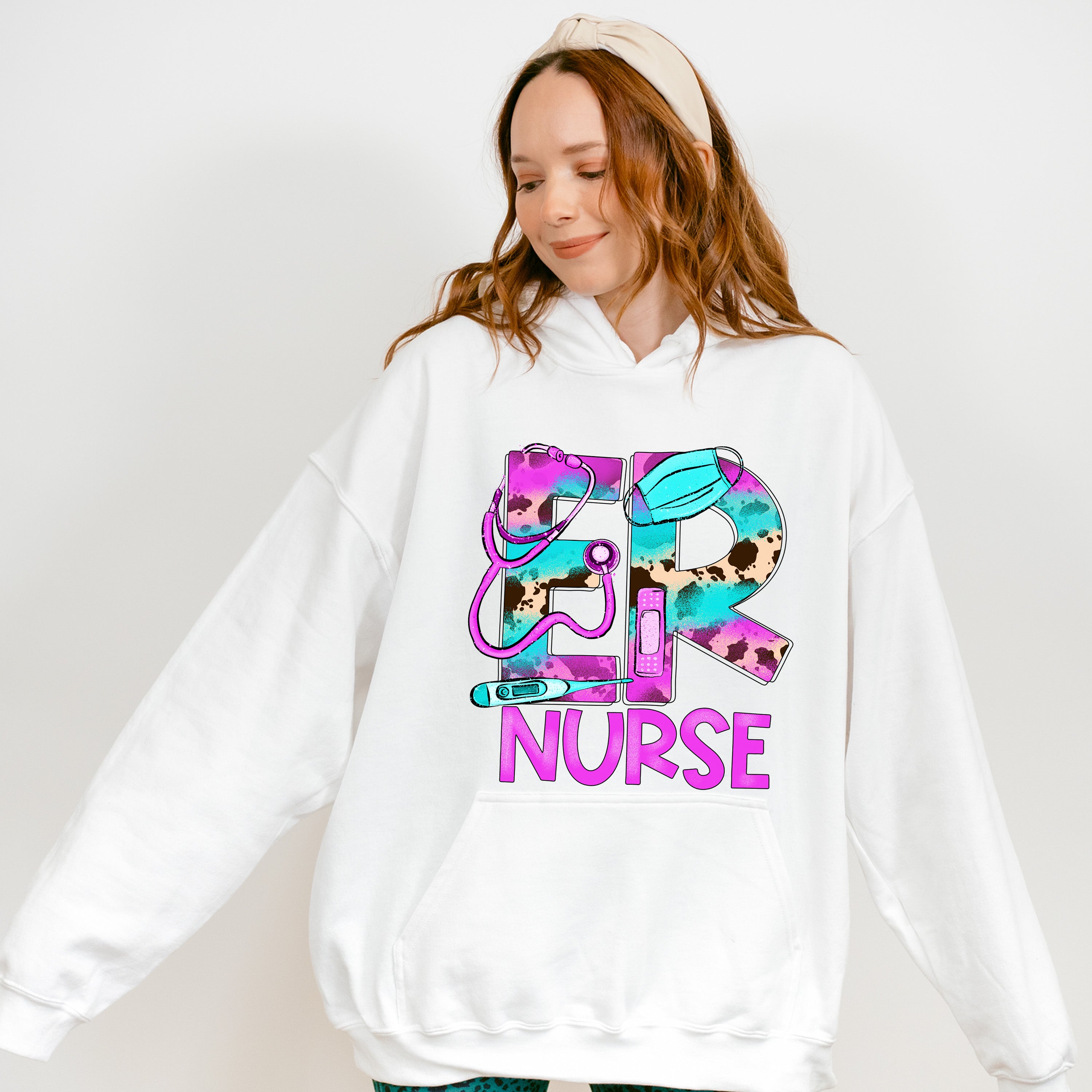 Er Nurse Purple Design - ER Nurse Unisex Crewneck T-Shirt Sweatshirt Hoodie