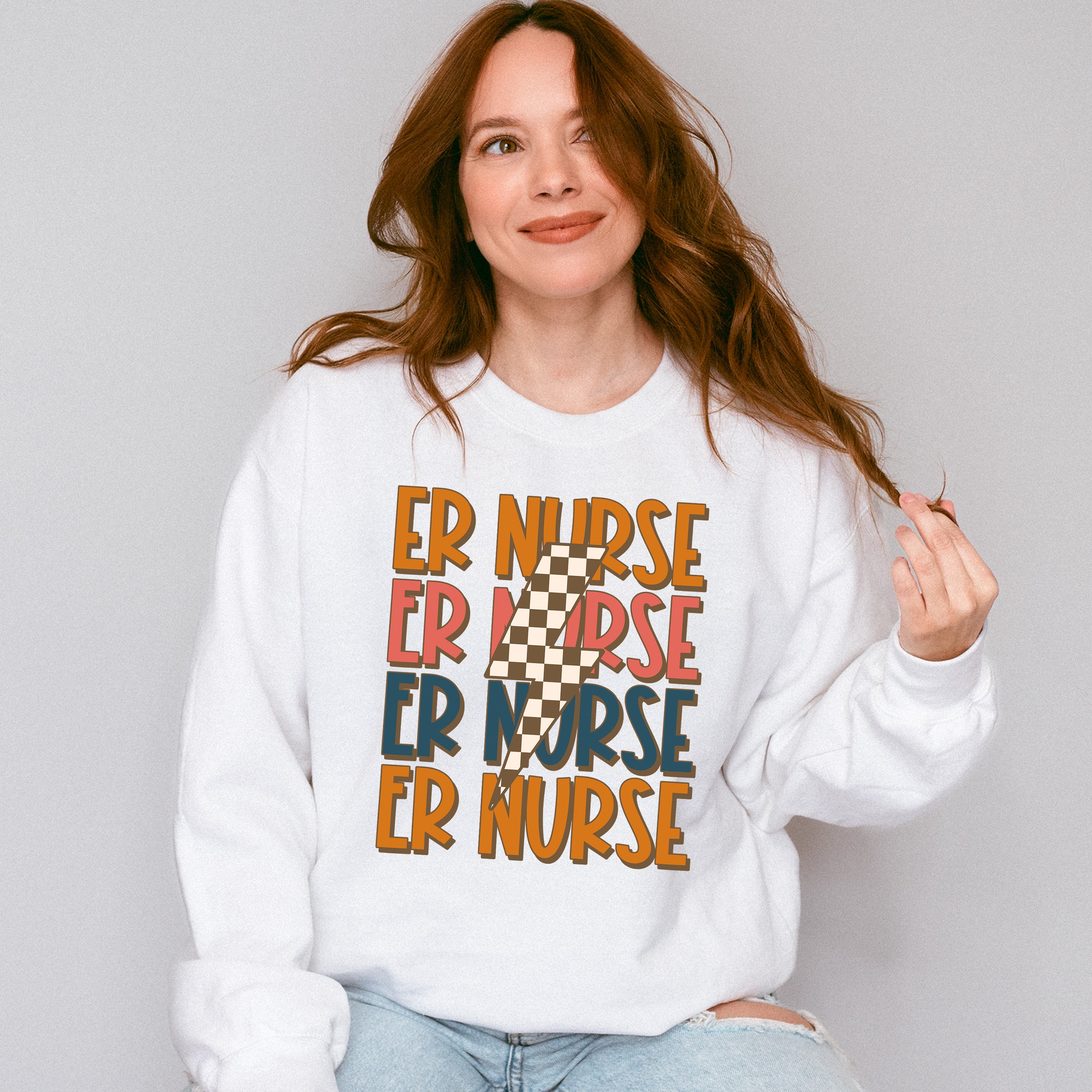 Er Nurse Lightning Design - ER Nurse Unisex Crewneck T-Shirt Sweatshirt Hoodie