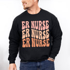 Groovy Er Nurse Design - ER Nurse Unisex Crewneck T-Shirt Sweatshirt Hoodie