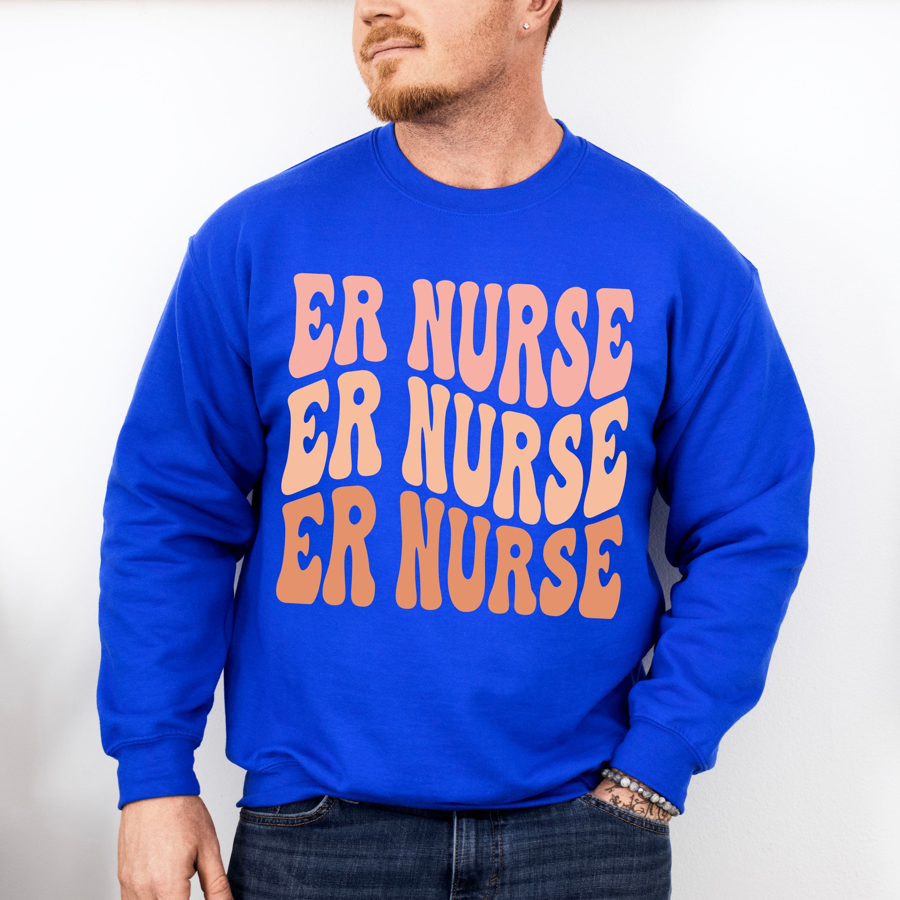 Groovy Er Nurse Design - ER Nurse Unisex Crewneck T-Shirt Sweatshirt Hoodie