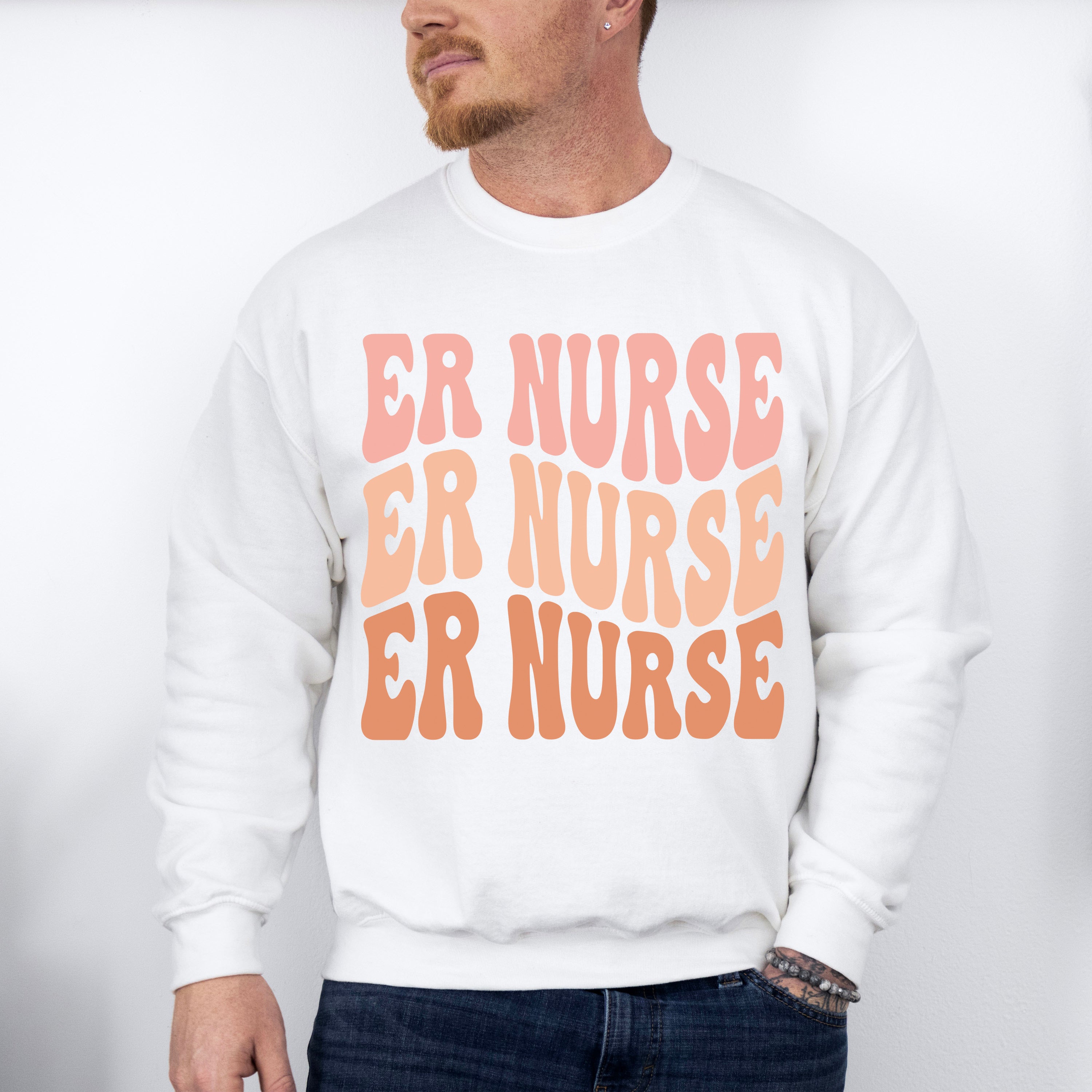 Groovy Er Nurse Design - ER Nurse Unisex Crewneck T-Shirt Sweatshirt Hoodie