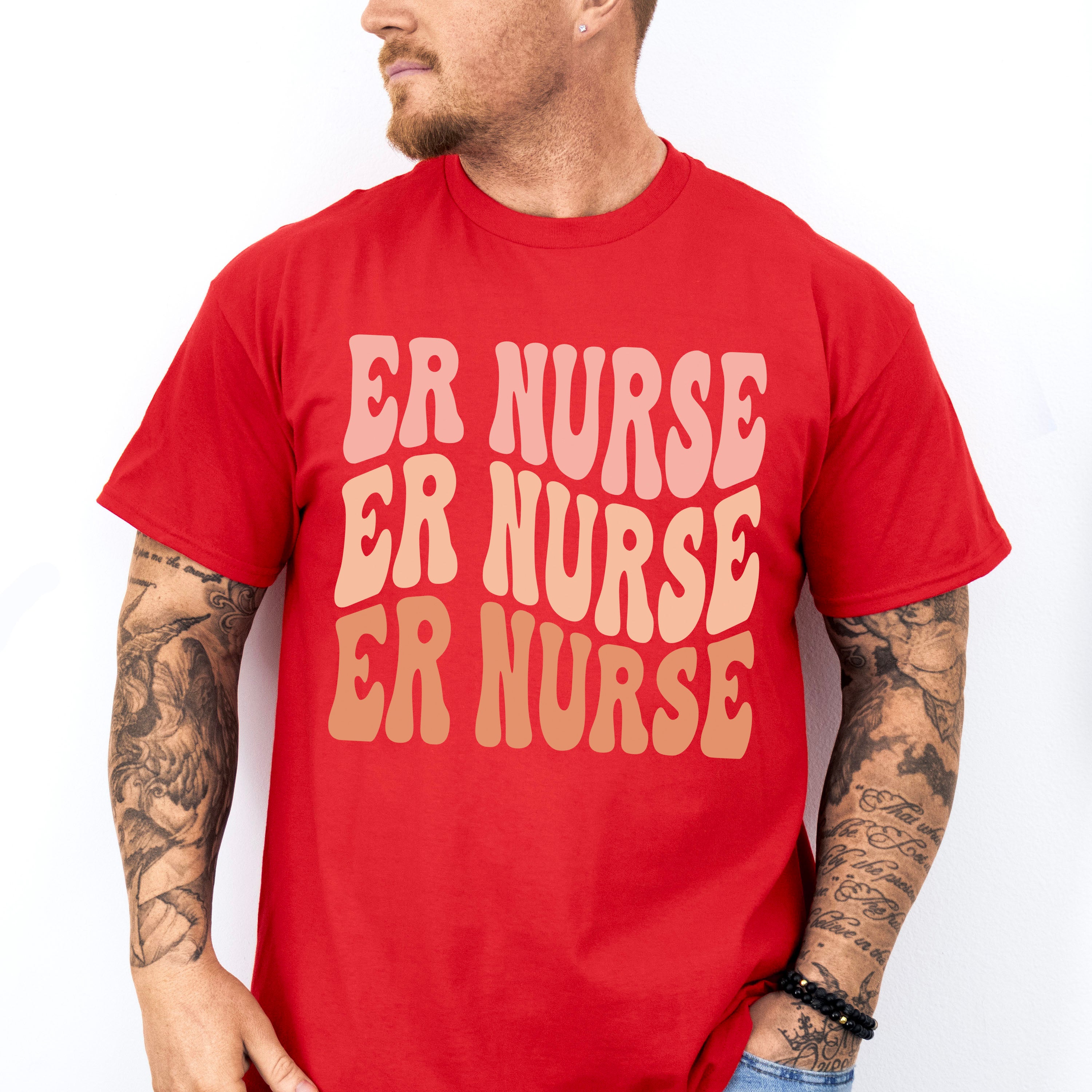 Groovy Er Nurse Design - ER Nurse Unisex Crewneck T-Shirt Sweatshirt Hoodie