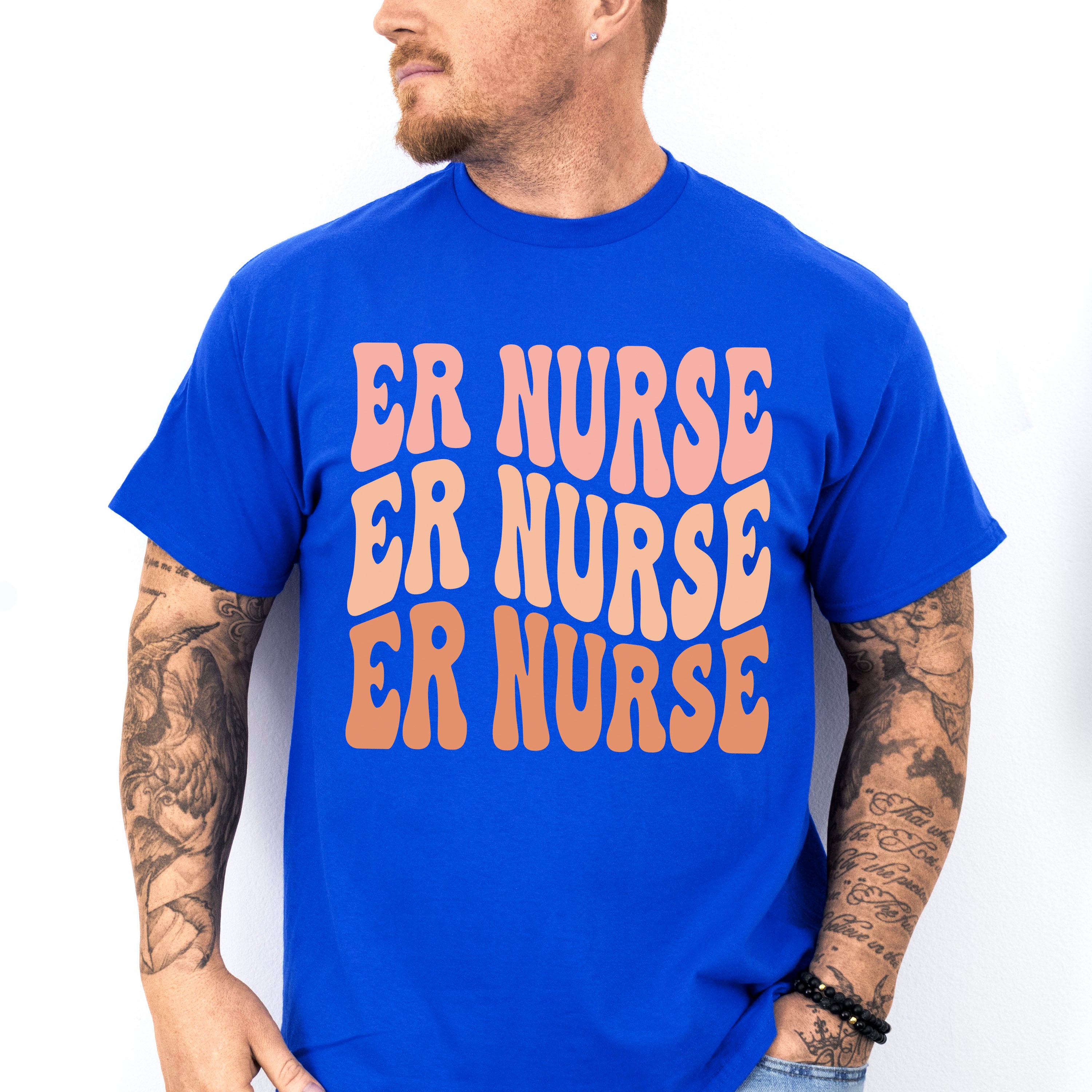 Groovy Er Nurse Design - ER Nurse Unisex Crewneck T-Shirt Sweatshirt Hoodie