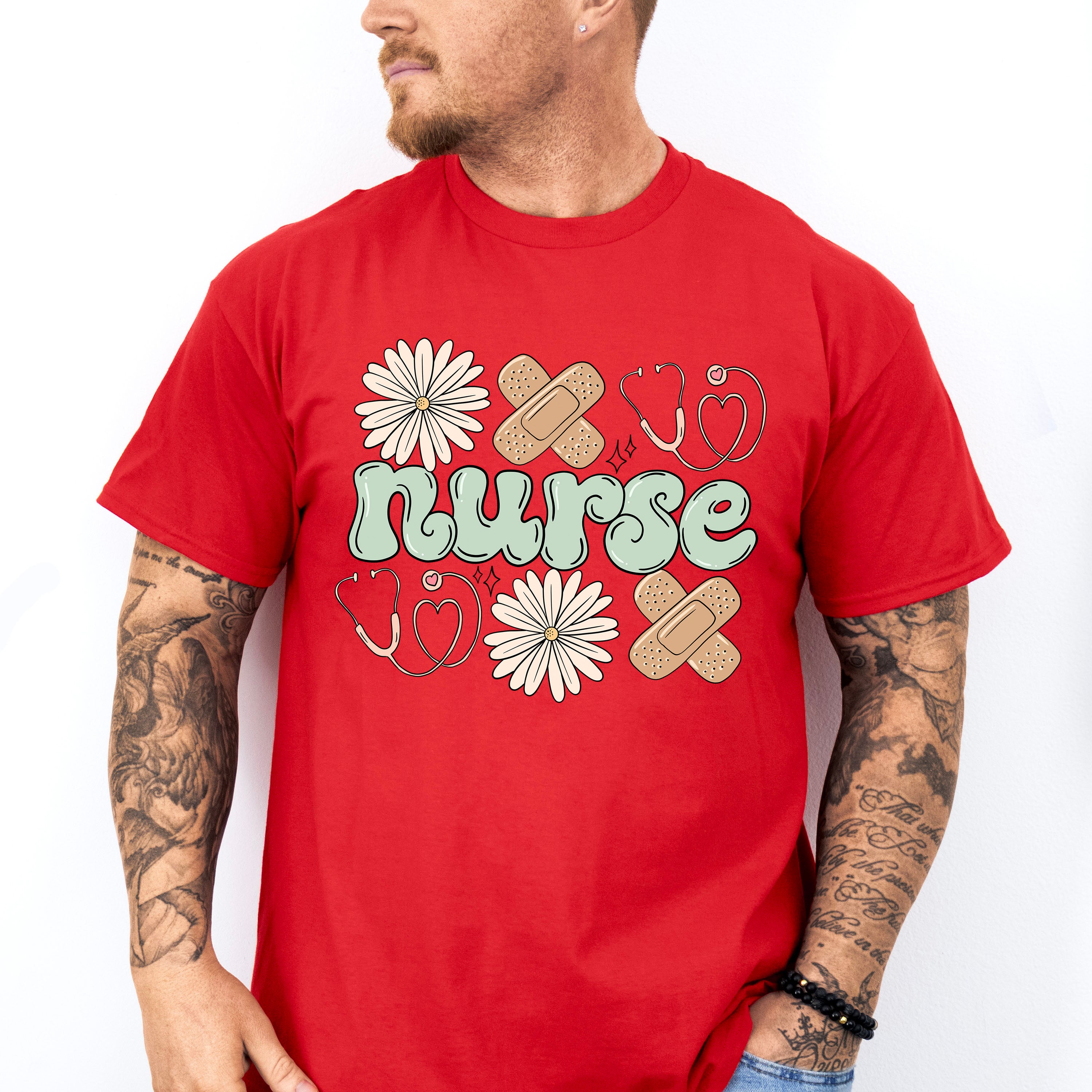 Nurse Flower And Bandage - ER Nurse Unisex Crewneck T-Shirt Sweatshirt Hoodie