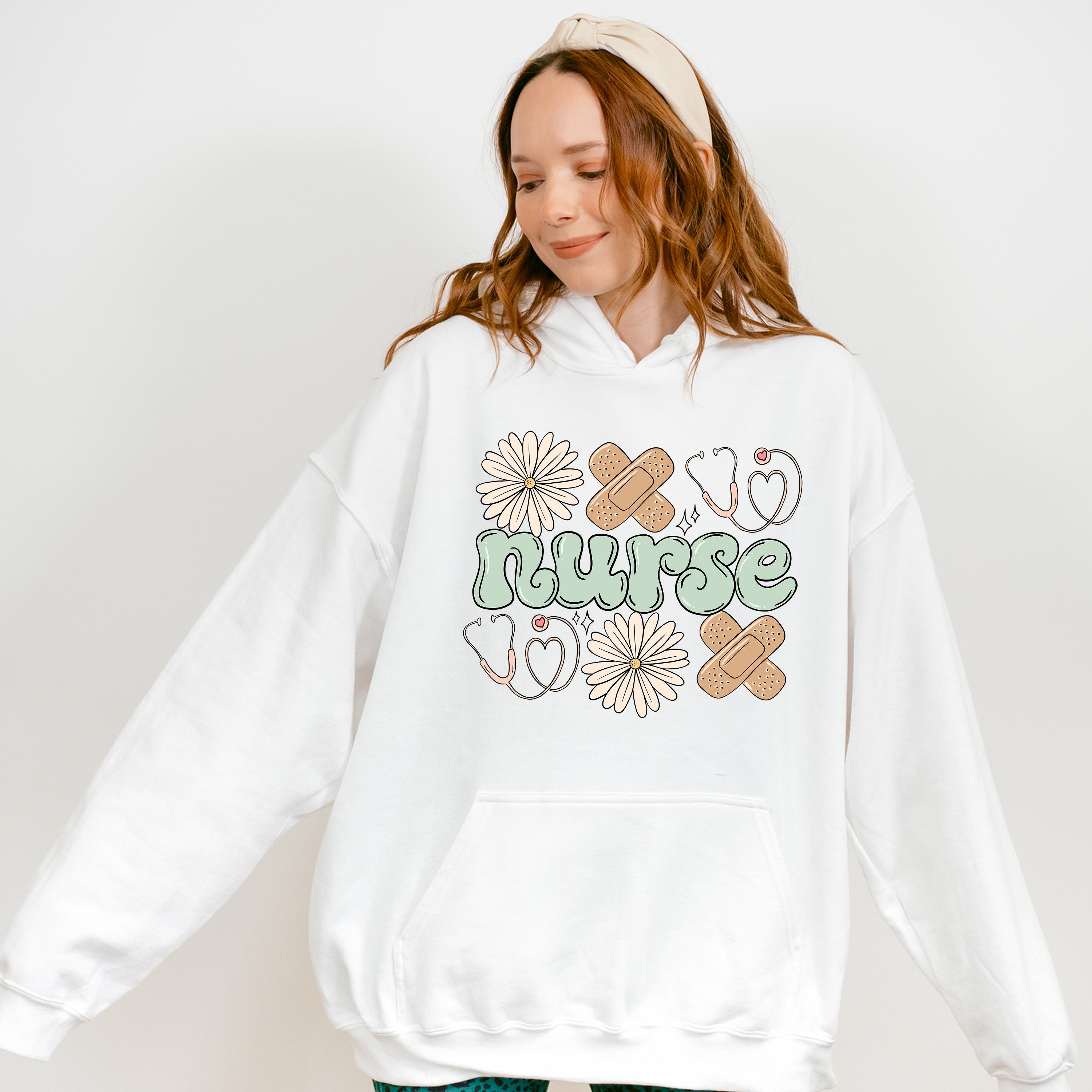 Nurse Flower And Bandage - ER Nurse Unisex Crewneck T-Shirt Sweatshirt Hoodie