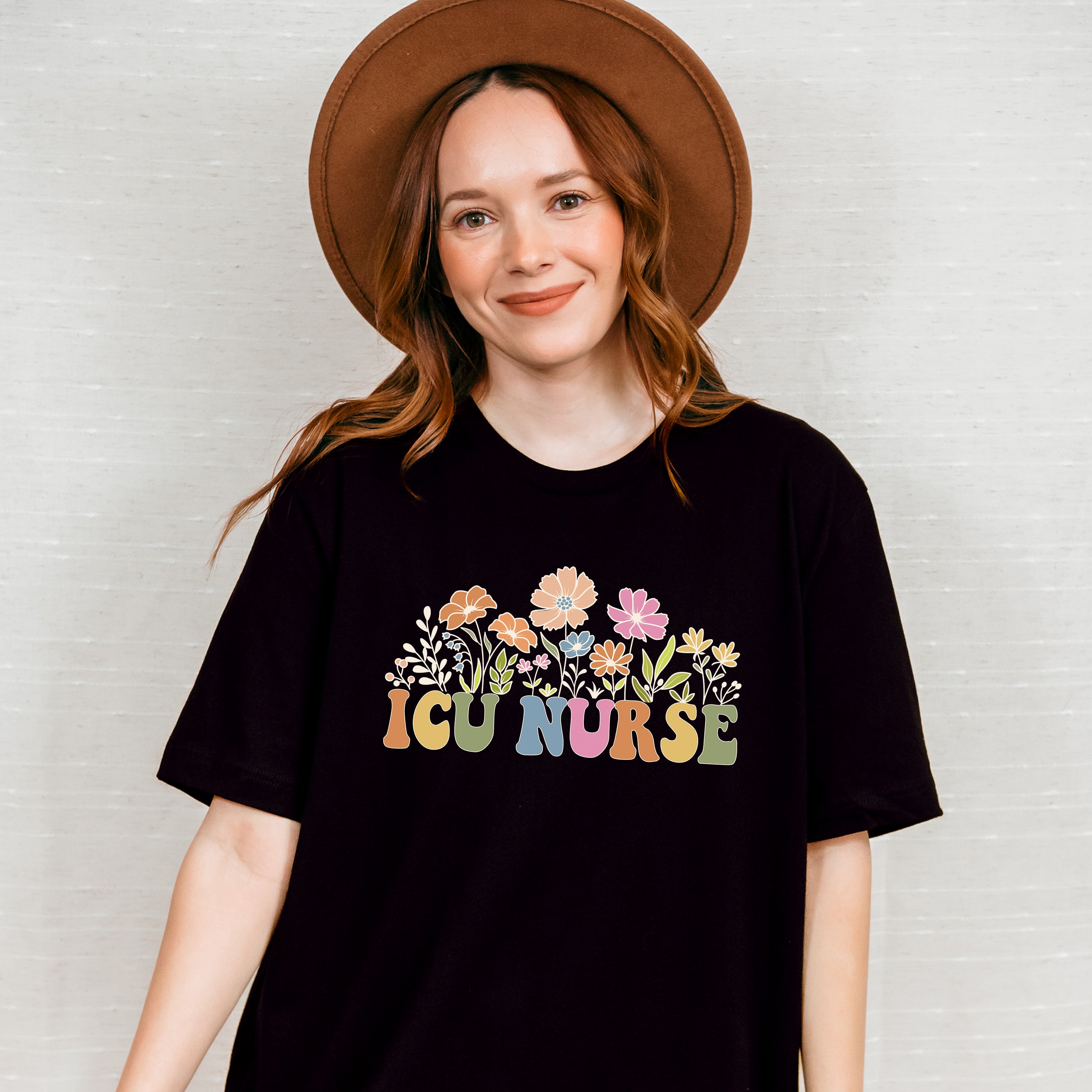 ICU Nurse Flowers Design - ICU Nurse Unisex Crewneck T-Shirt Sweatshirt Hoodie