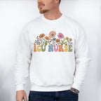 ICU Nurse Flowers Design - ICU Nurse Unisex Crewneck T-Shirt Sweatshirt Hoodie
