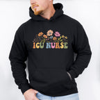 ICU Nurse Flowers Design - ICU Nurse Unisex Crewneck T-Shirt Sweatshirt Hoodie