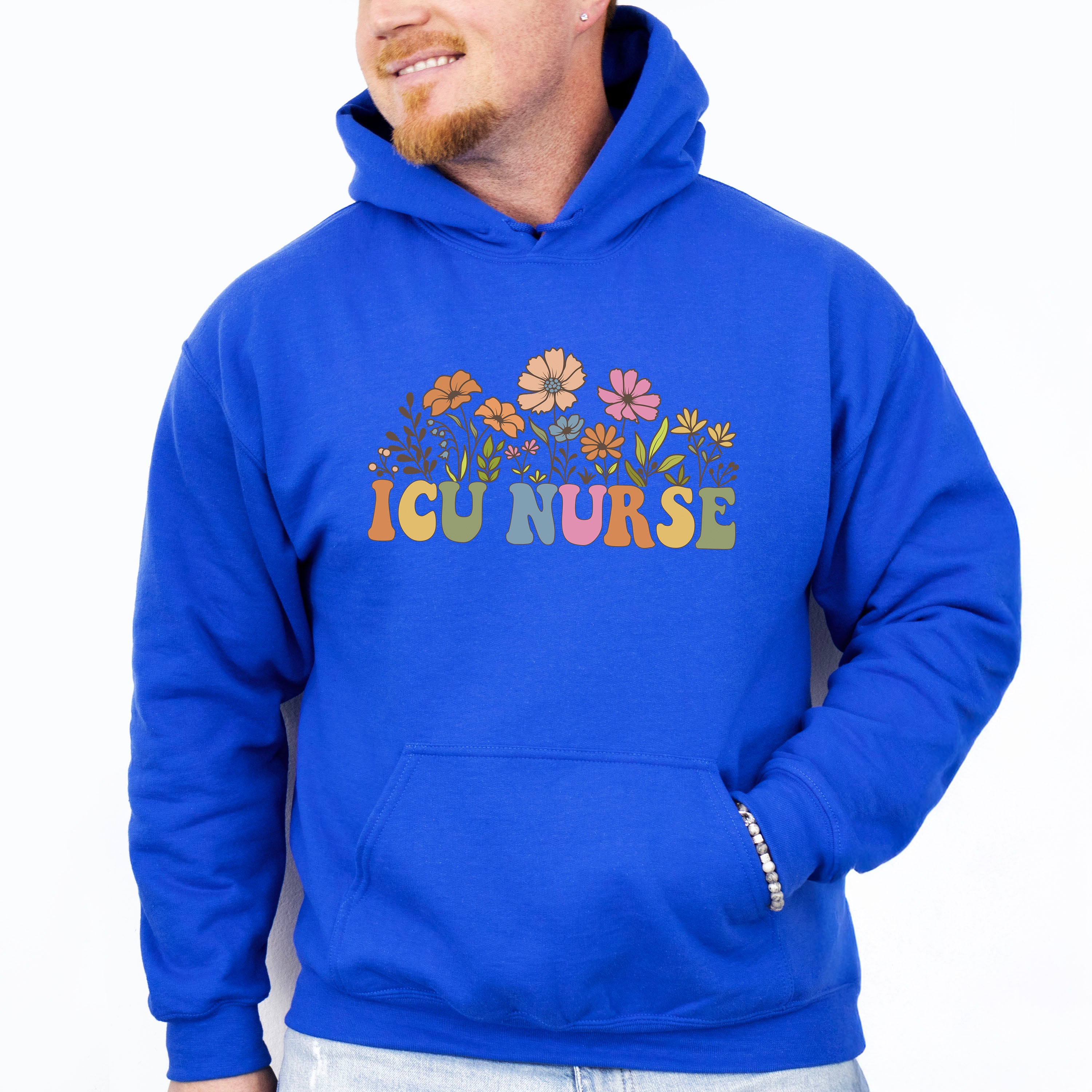 ICU Nurse Flowers Design - ICU Nurse Unisex Crewneck T-Shirt Sweatshirt Hoodie