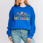 ICU Nurse Flowers Design - ICU Nurse Unisex Crewneck T-Shirt Sweatshirt Hoodie