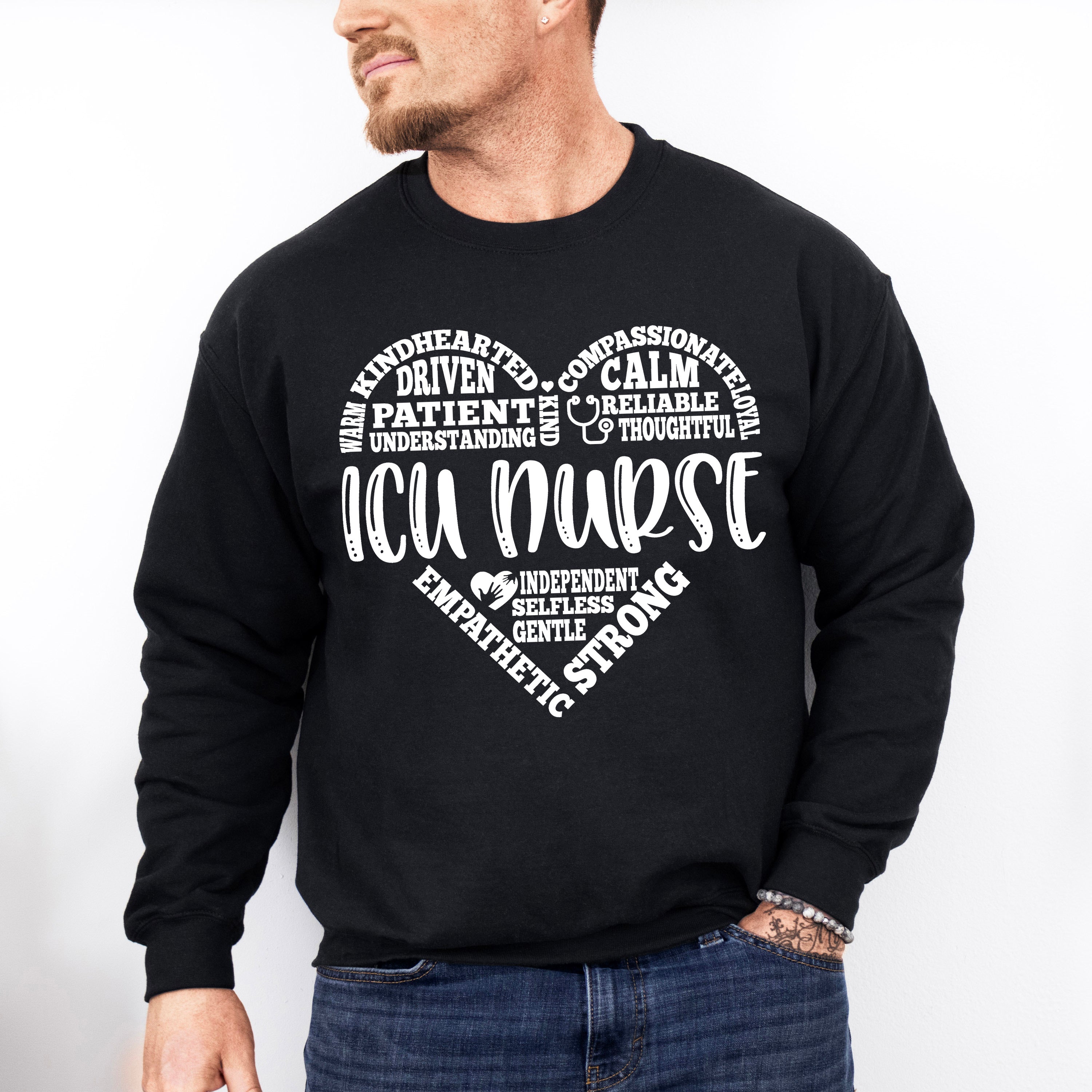 ICU Nurse Heart Design - ICU Nurse Unisex Crewneck T-Shirt Sweatshirt Hoodie