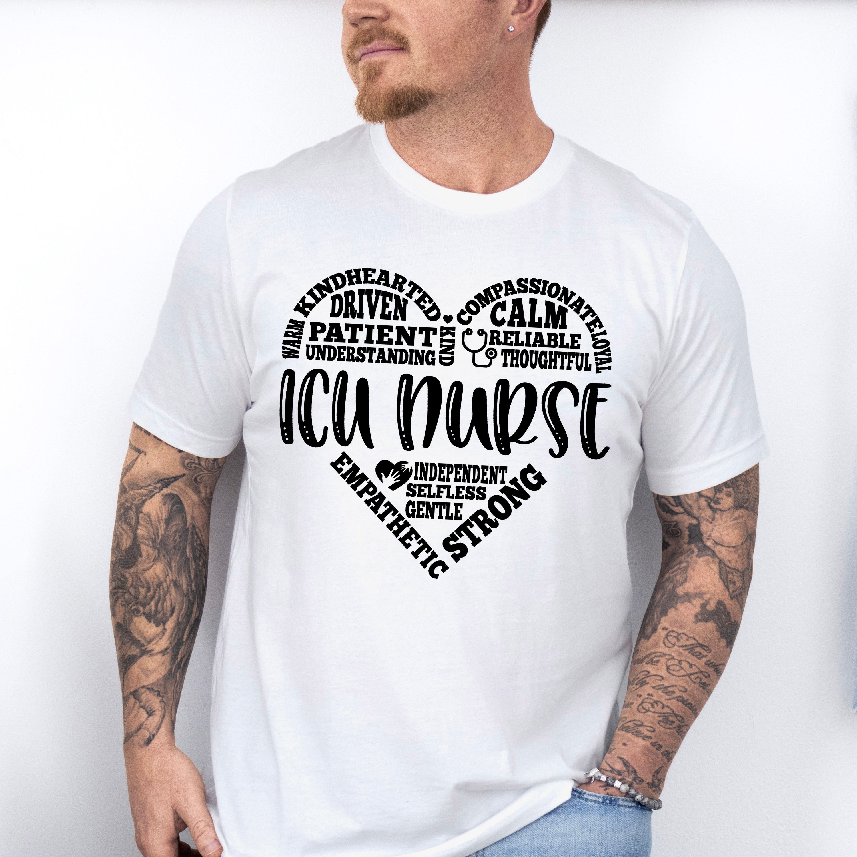 ICU Nurse Heart Design - ICU Nurse Unisex Crewneck T-Shirt Sweatshirt Hoodie