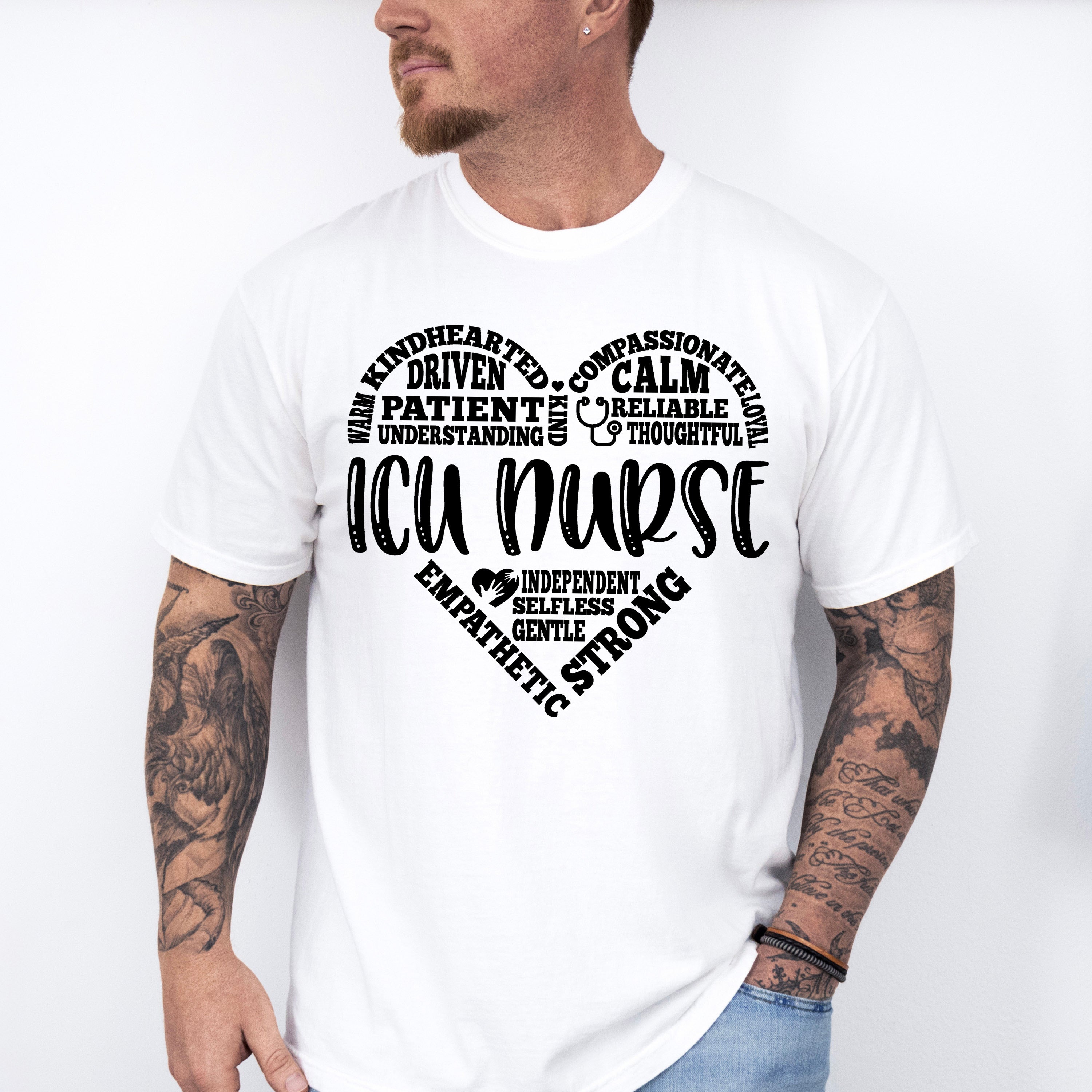 ICU Nurse Heart Design - ICU Nurse Unisex Crewneck T-Shirt Sweatshirt Hoodie