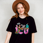 ICU Leopard Doodles Design - ICU Nurse Unisex Crewneck T-Shirt Sweatshirt Hoodie