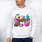 ICU Leopard Doodles Design - ICU Nurse Unisex Crewneck T-Shirt Sweatshirt Hoodie