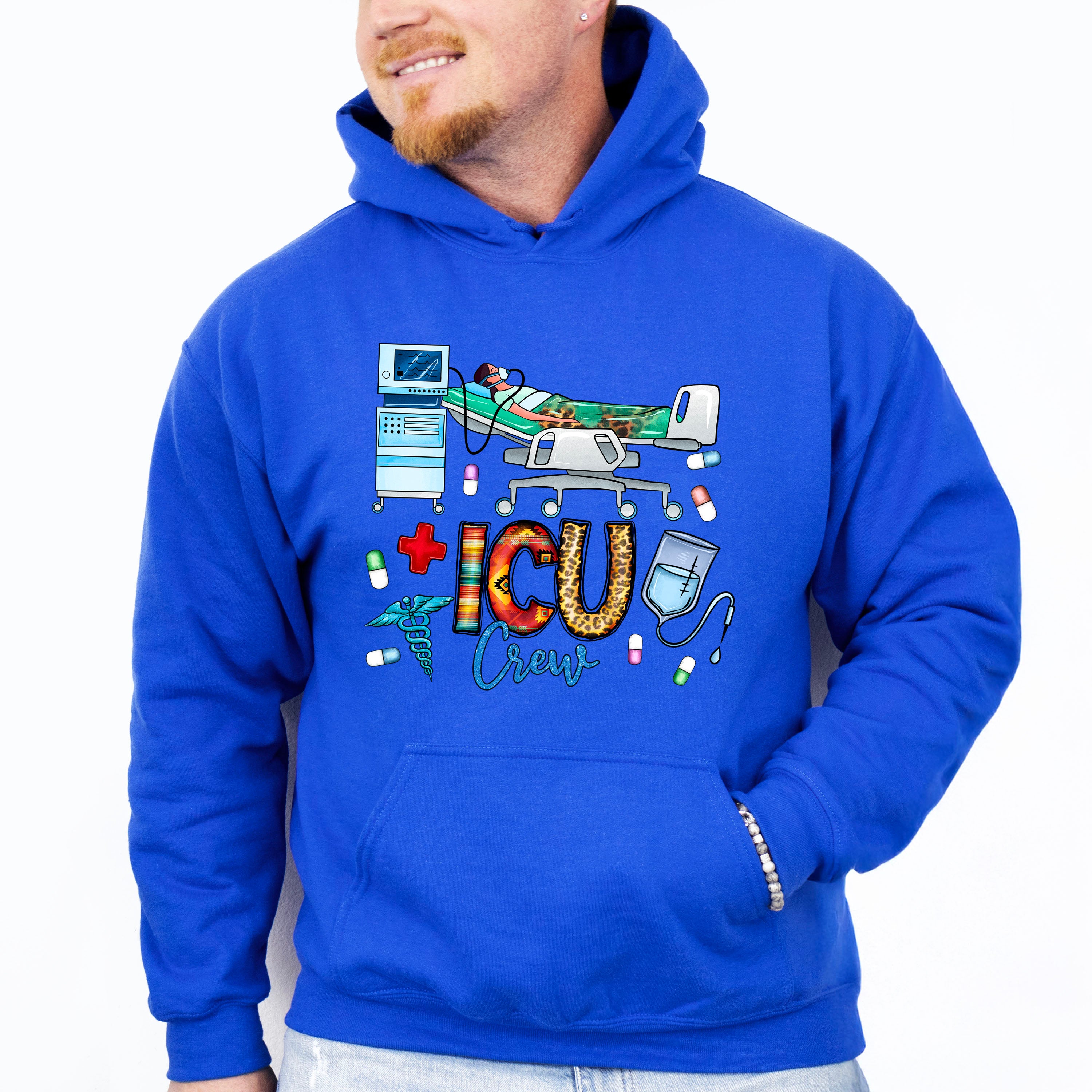 ICU Crew Doodles Design - ICU Nurse Unisex Crewneck T-Shirt Sweatshirt Hoodie