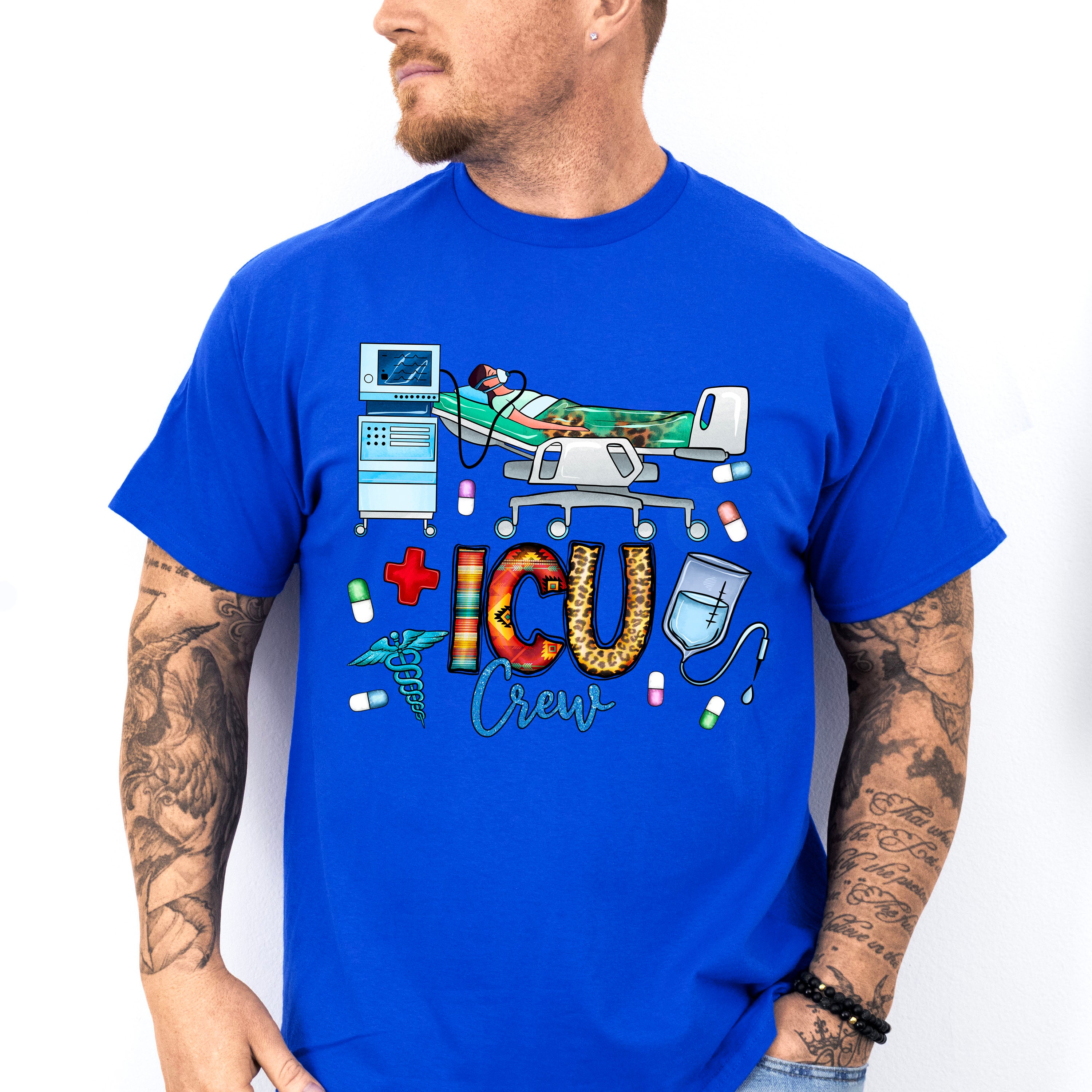 ICU Crew Doodles Design - ICU Nurse Unisex Crewneck T-Shirt Sweatshirt Hoodie
