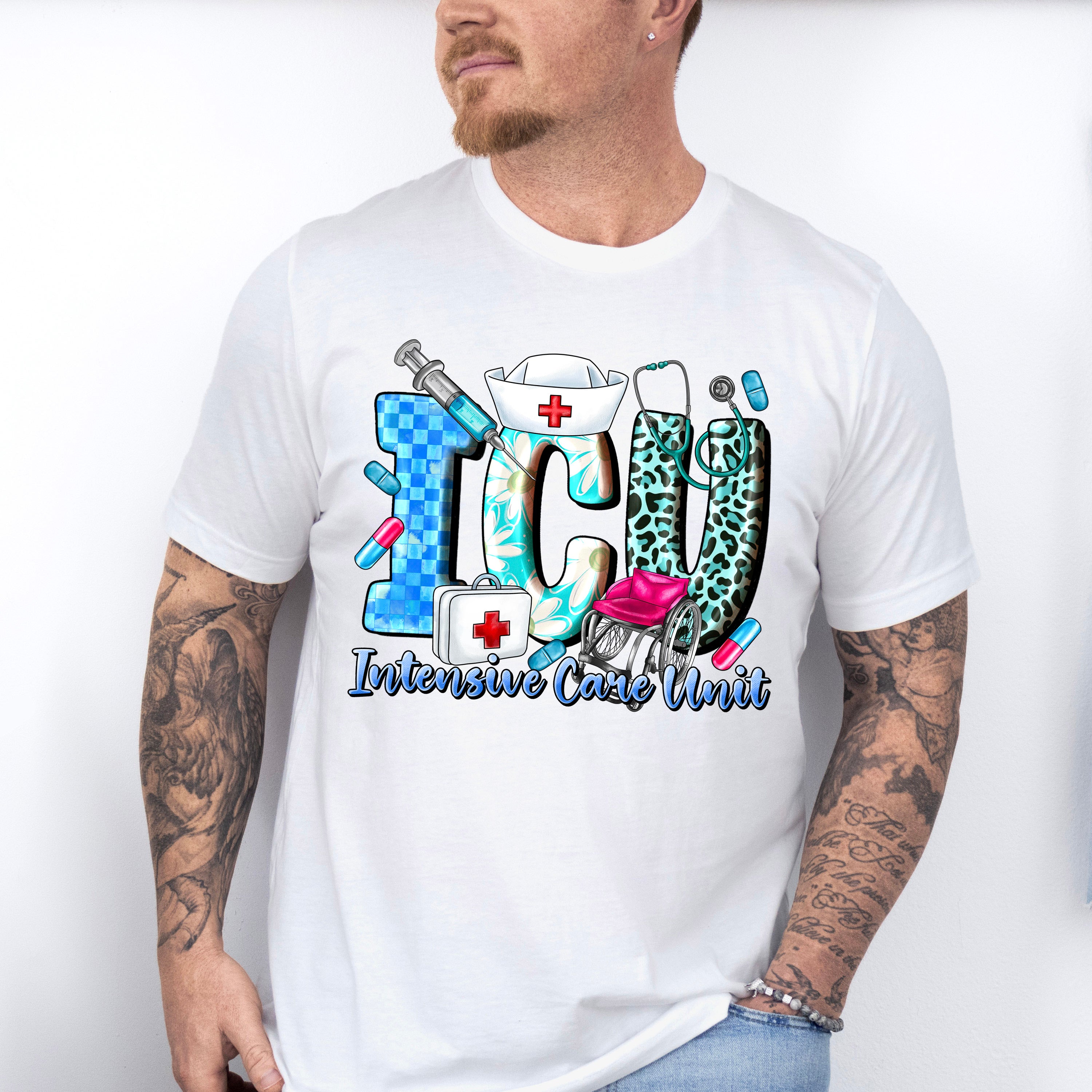 Intensive Care Unit Design - ICU Nurse Unisex Crewneck T-Shirt Sweatshirt Hoodie