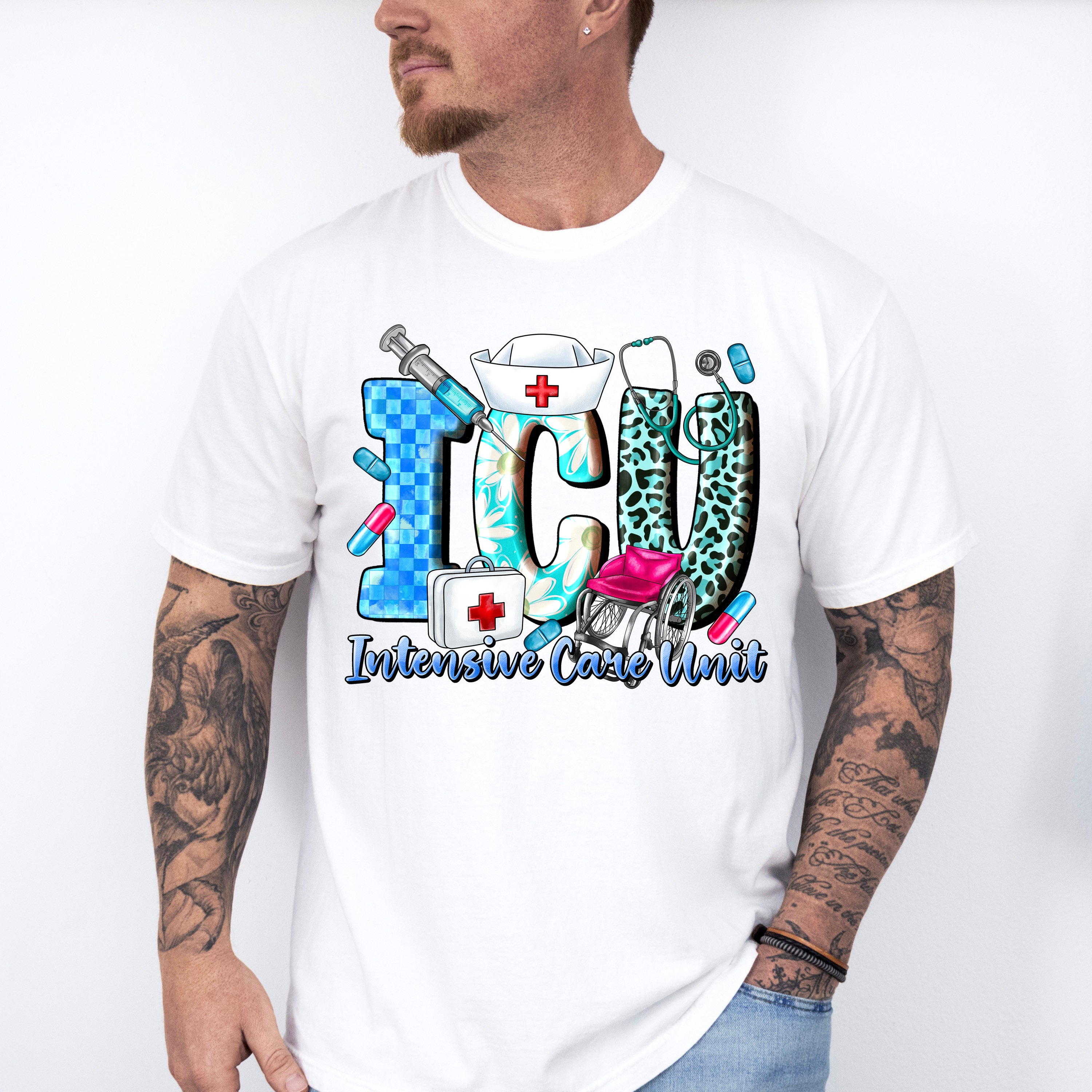 Intensive Care Unit Design - ICU Nurse Unisex Crewneck T-Shirt Sweatshirt Hoodie