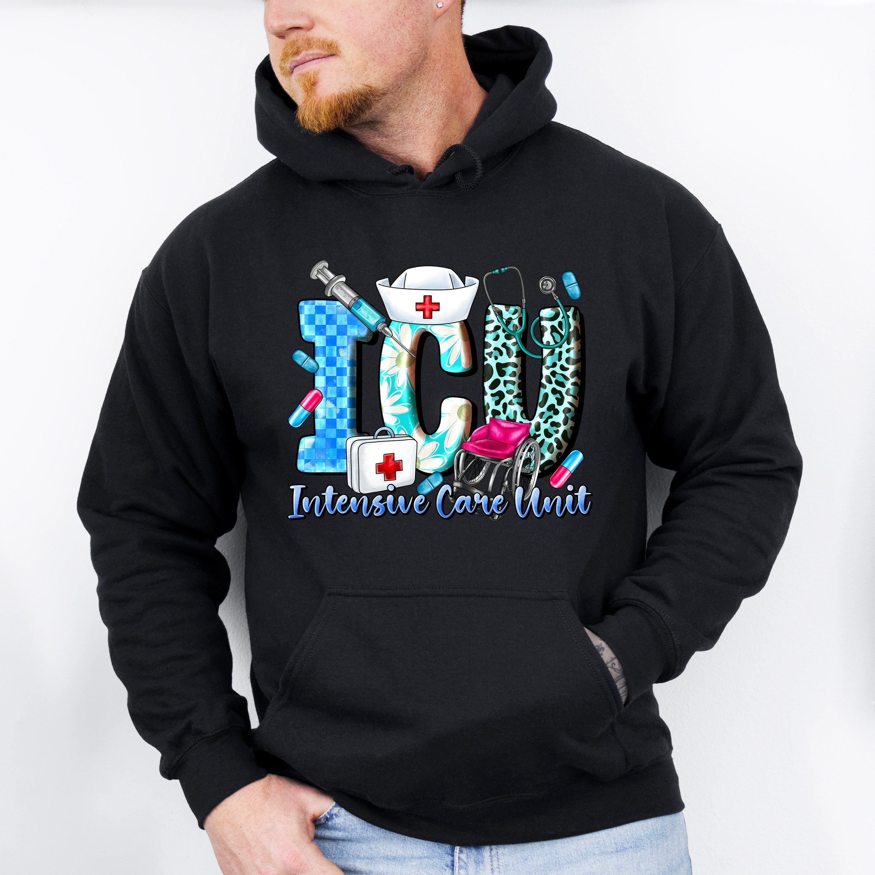 Intensive Care Unit Design - ICU Nurse Unisex Crewneck T-Shirt Sweatshirt Hoodie