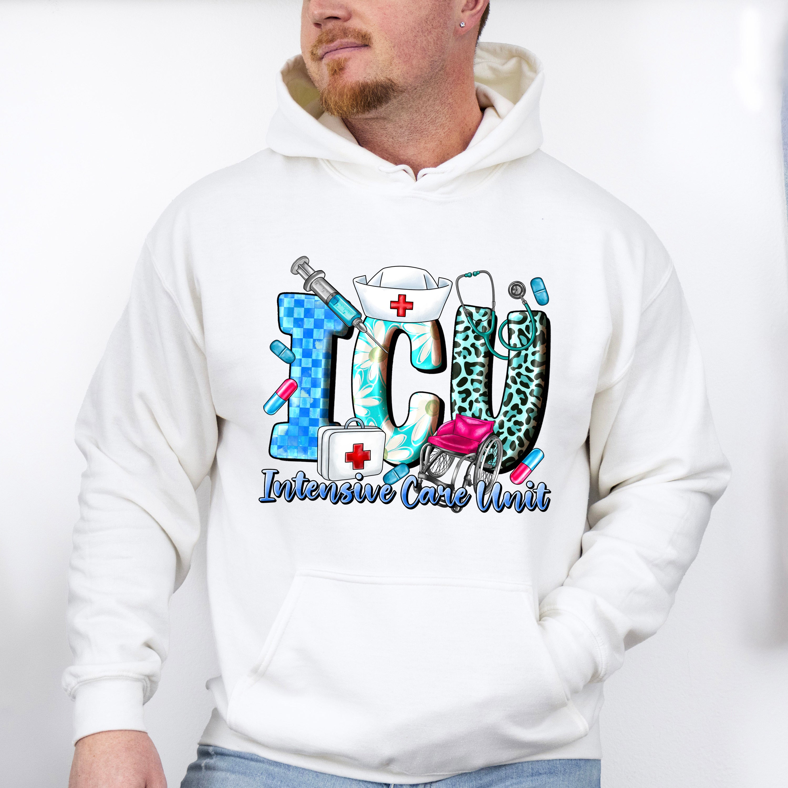 Intensive Care Unit Design - ICU Nurse Unisex Crewneck T-Shirt Sweatshirt Hoodie