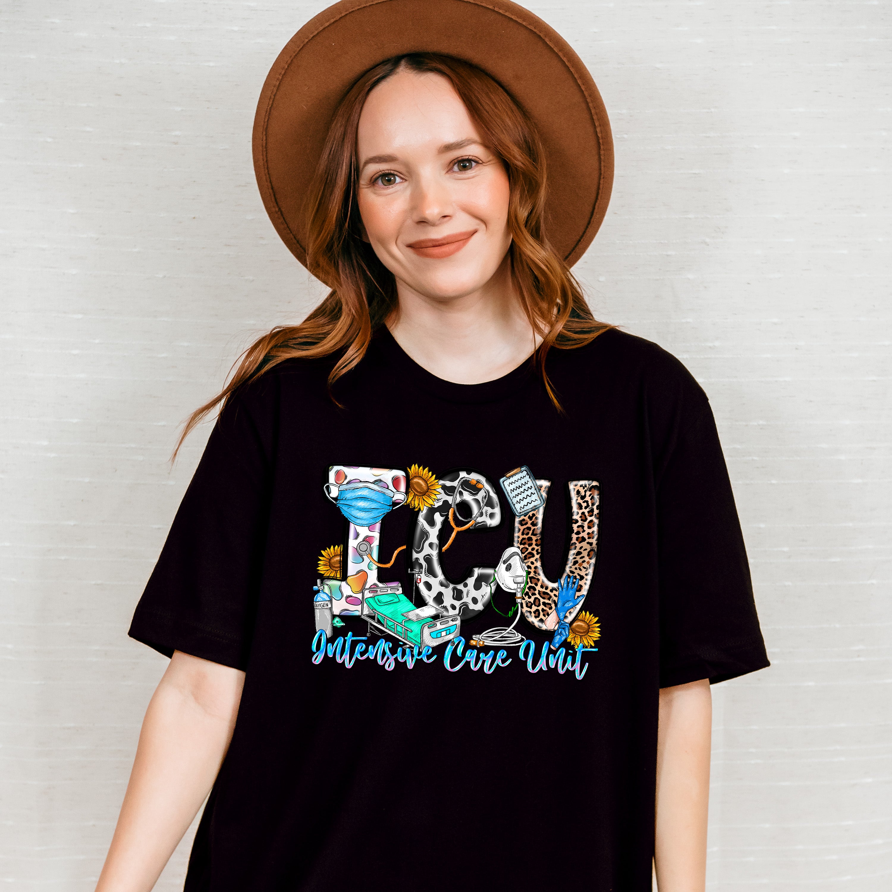 ICU Intensive Care Unit Doodles Design - ICU Nurse Unisex Crewneck T-Shirt Sweatshirt Hoodie