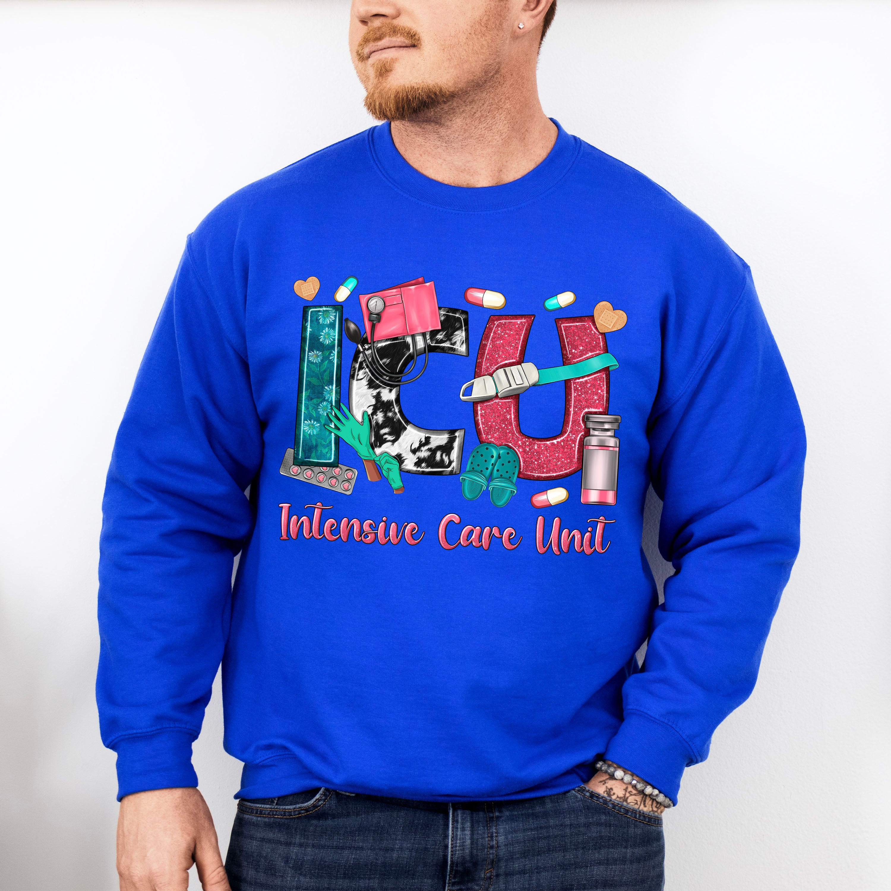 ICU Design - ICU Nurse Unisex Crewneck T-Shirt Sweatshirt Hoodie