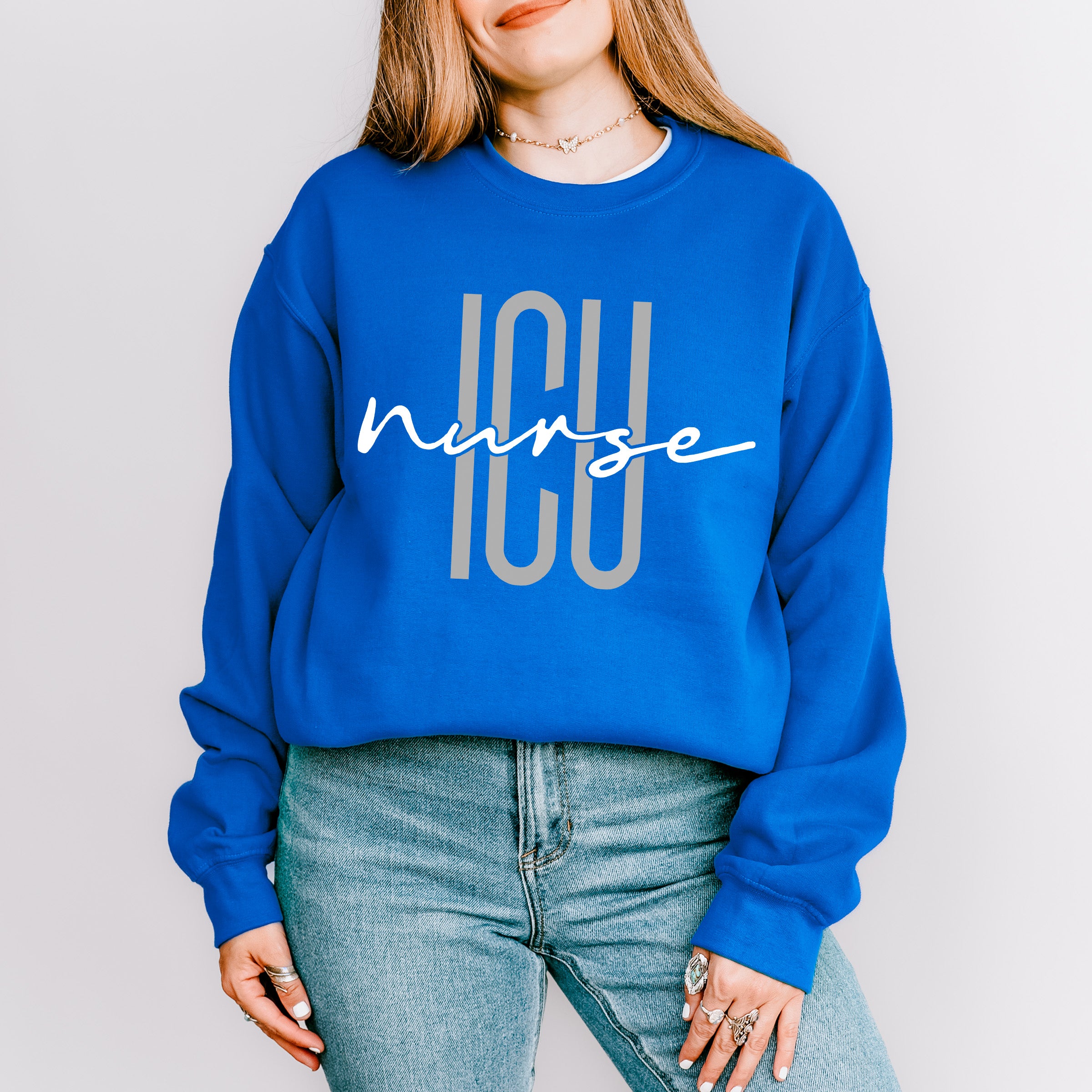 ICU Nurse Cursive Design - ICU Nurse Unisex Crewneck T-Shirt Sweatshirt Hoodie